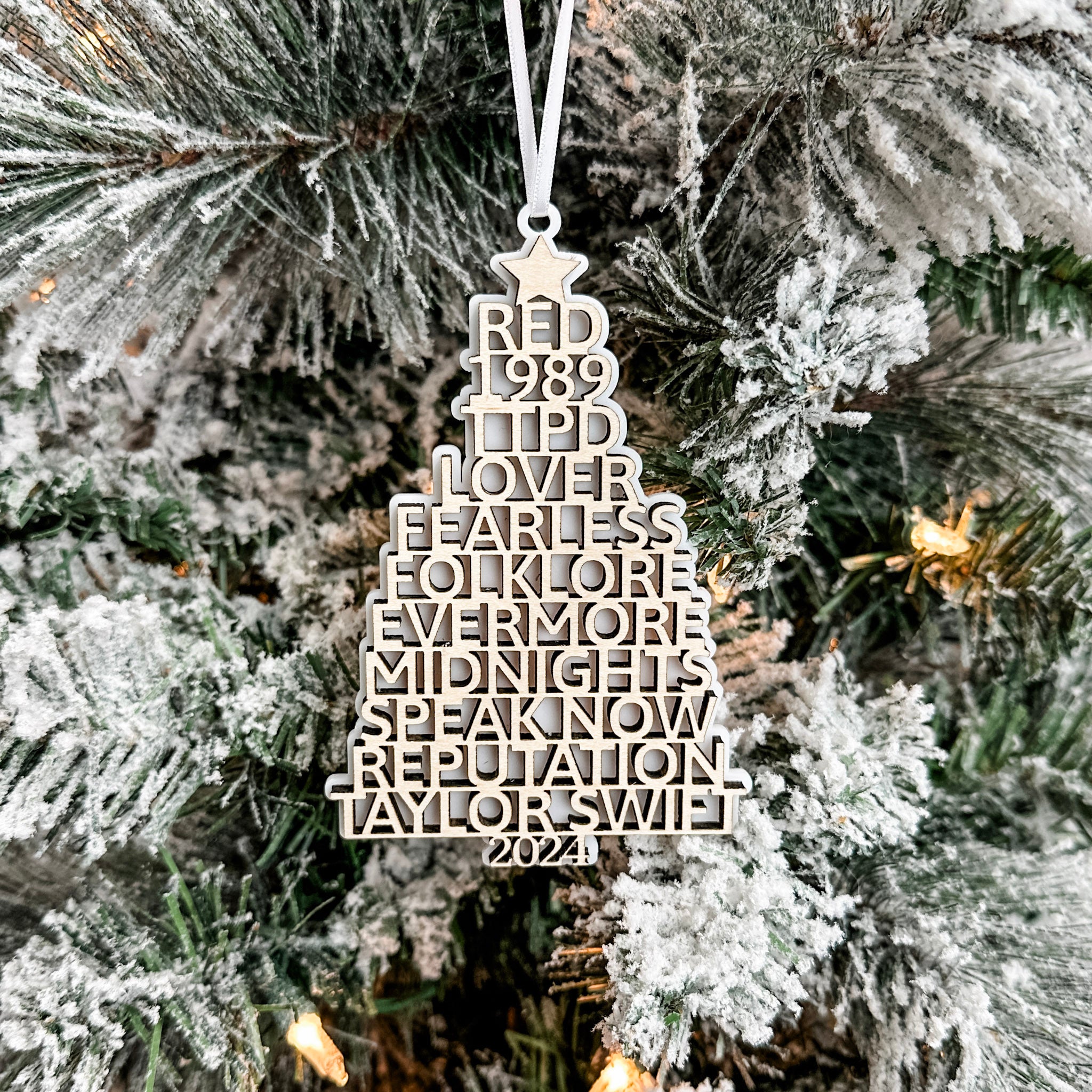 Family Name Tree Personalized | 3D Wood & Acrylic Ornament