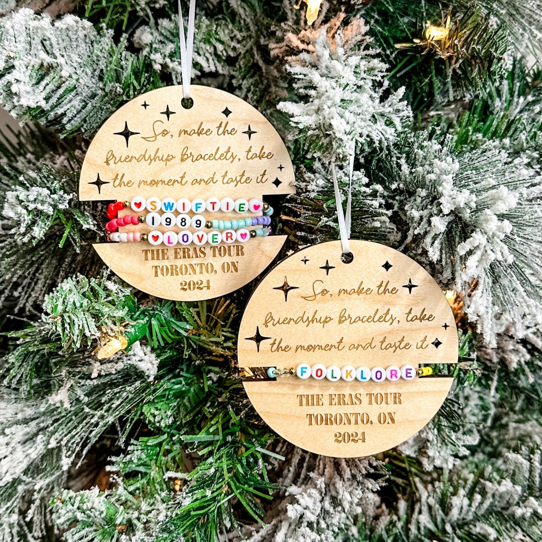 Friendship Bracelet Ornaments | Engraved Wood Ornaments