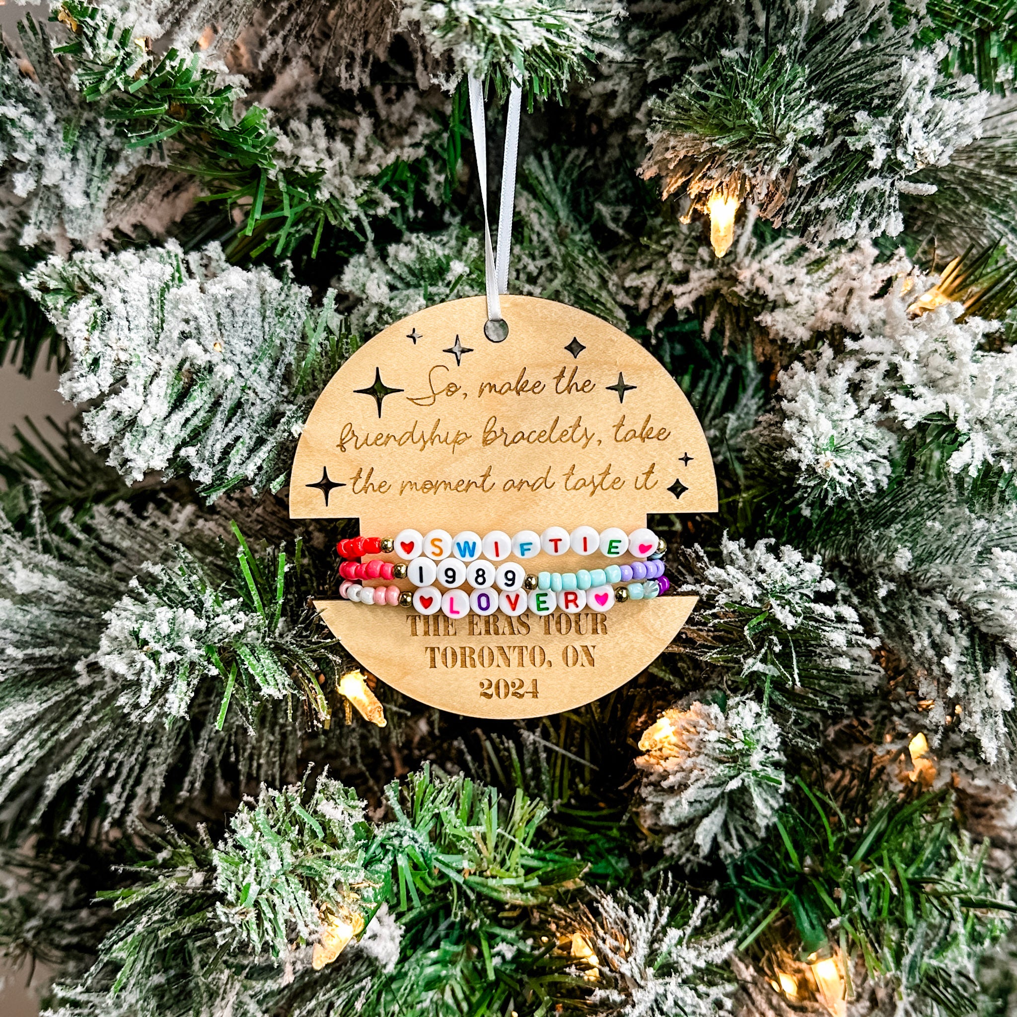 Friendship Bracelet Ornaments | Engraved Wood Ornaments