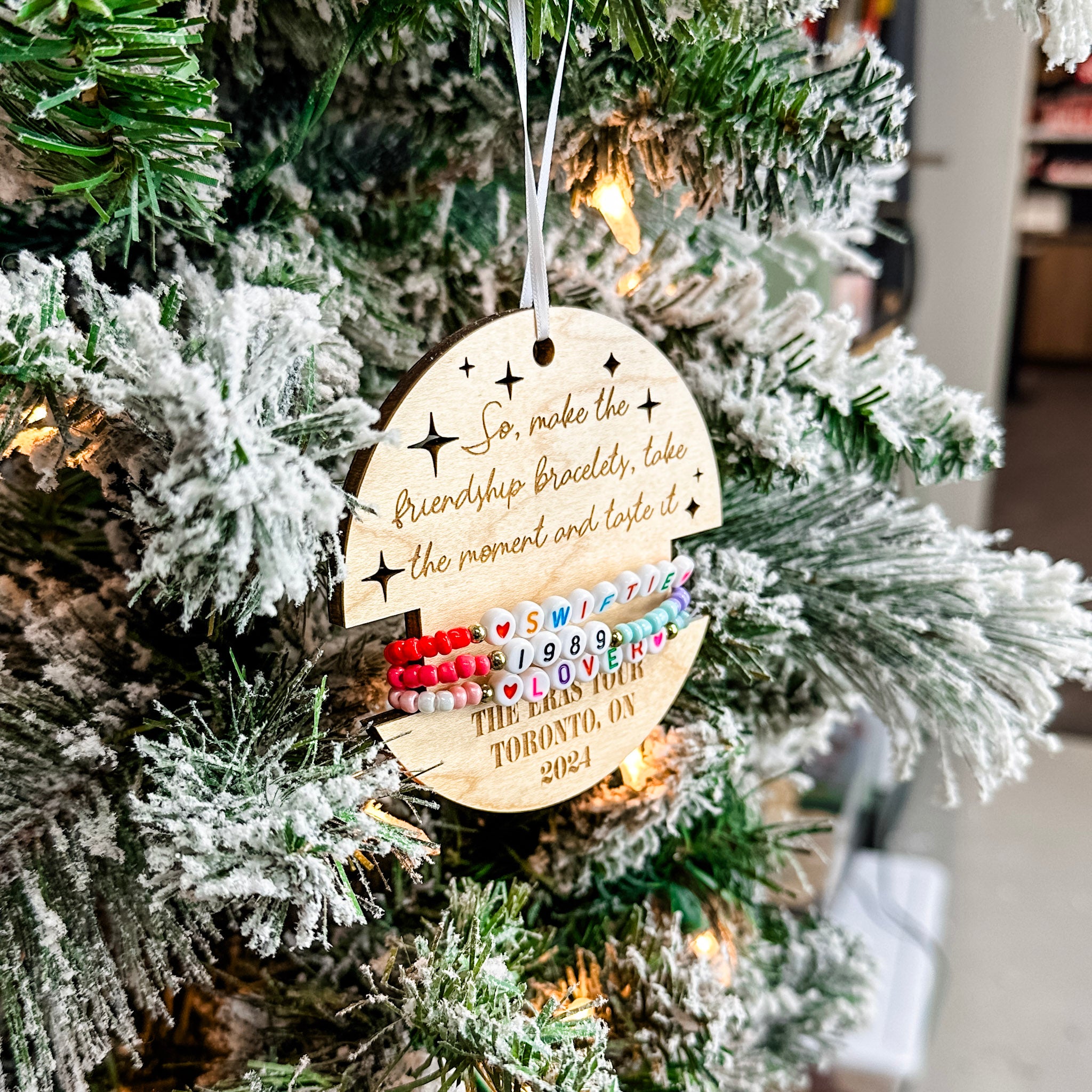 Friendship Bracelet Ornaments | Engraved Wood Ornaments