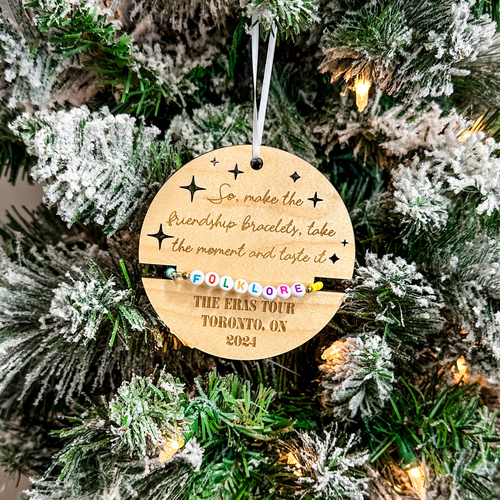 Friendship Bracelet Ornaments | Engraved Wood Ornaments