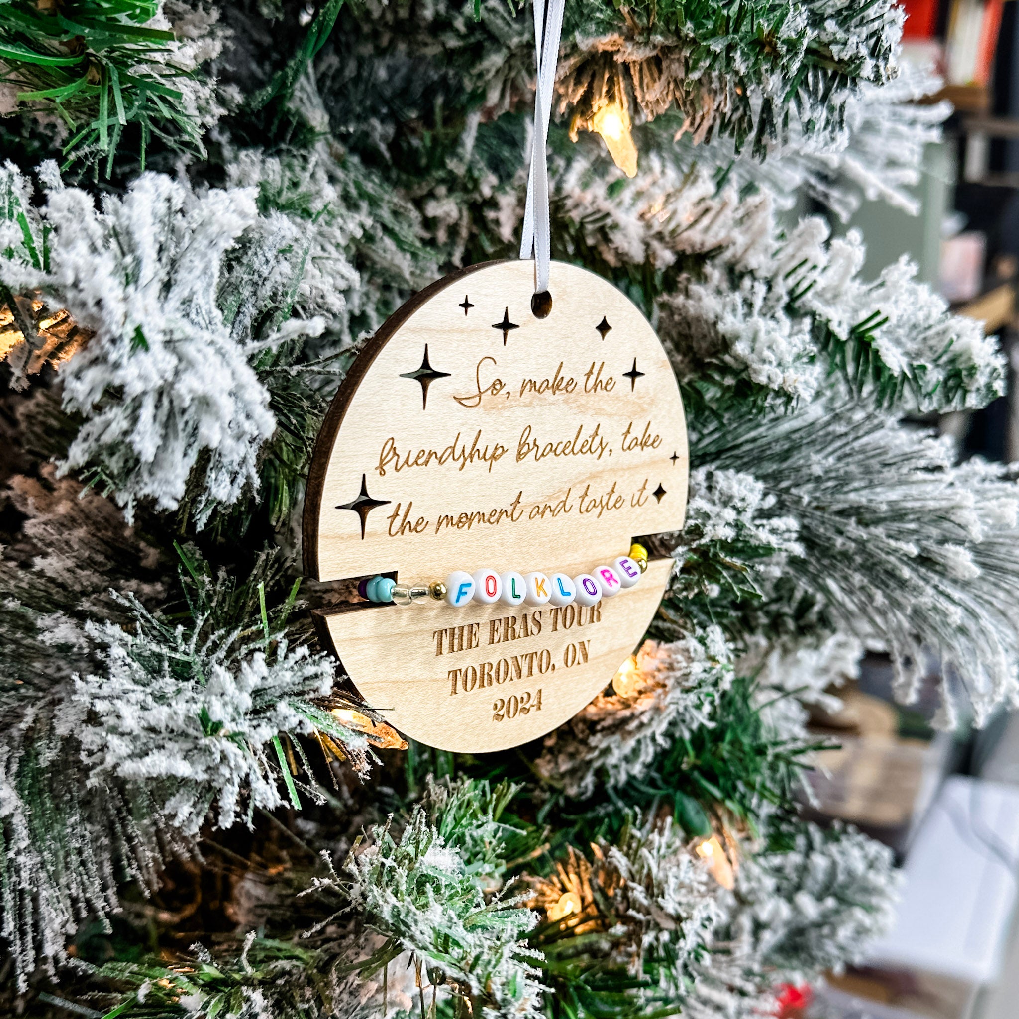 Friendship Bracelet Ornaments | Engraved Wood Ornaments