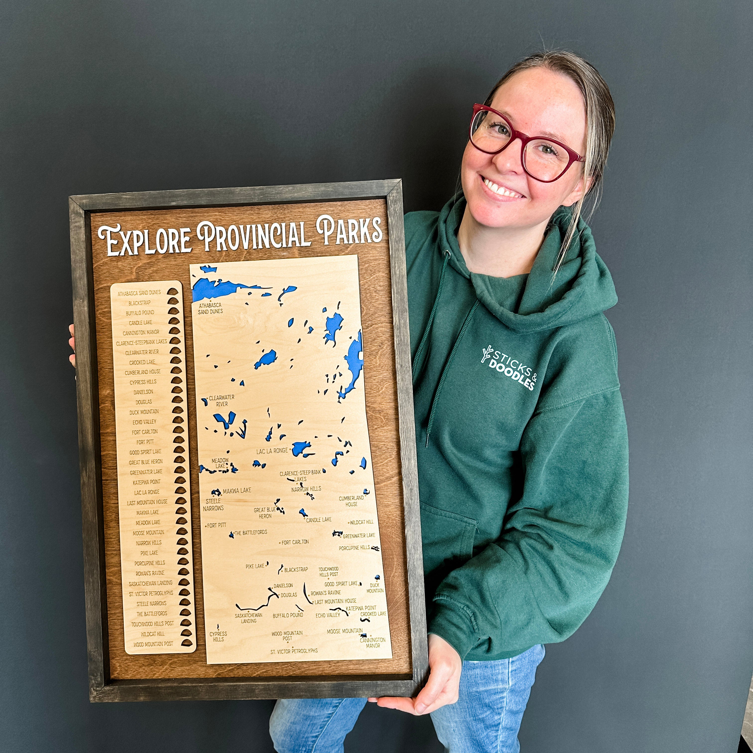 The Sask Parks Explore Map | Fillable 3D Wood Sign