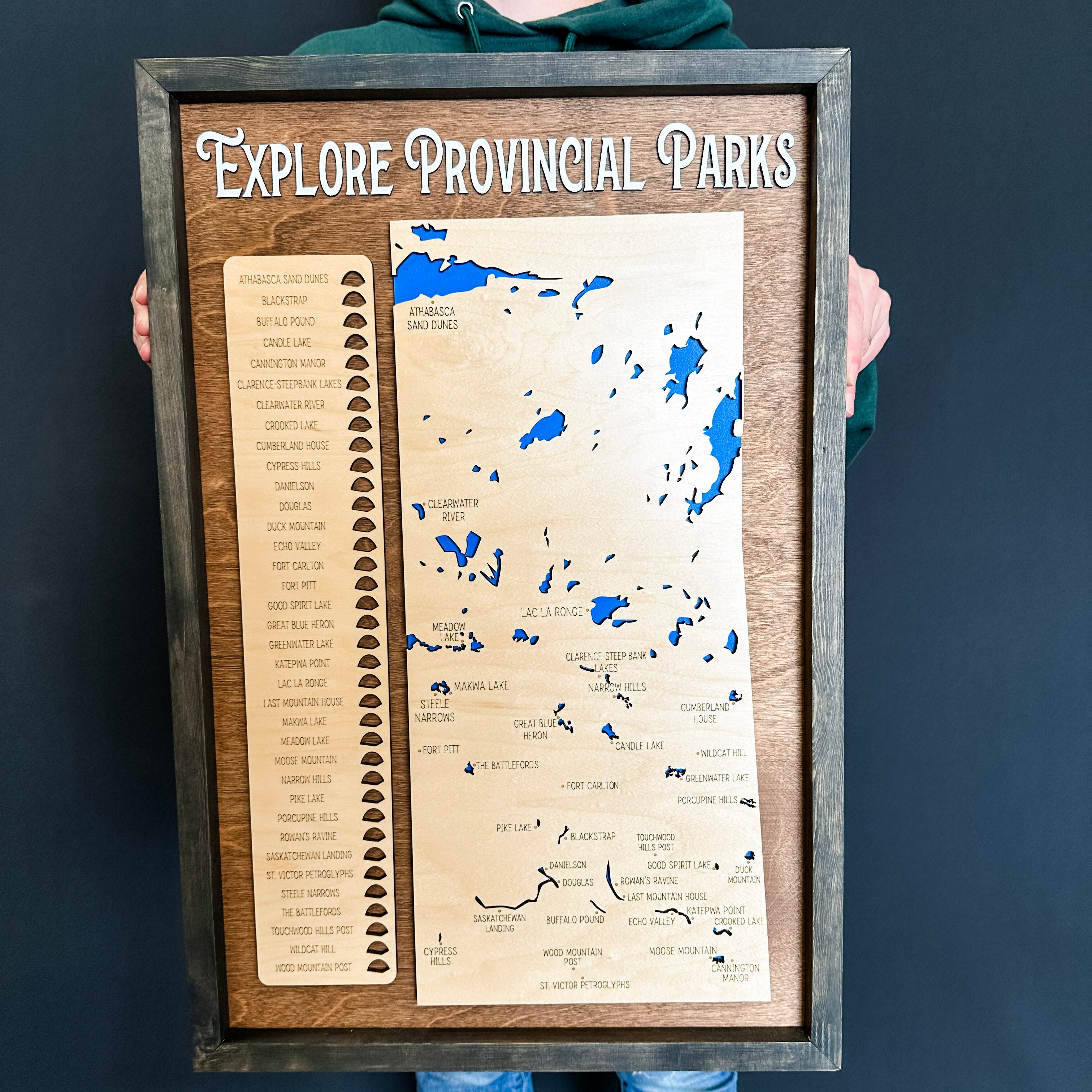 The Sask Parks Explore Map | Fillable 3D Wood Sign