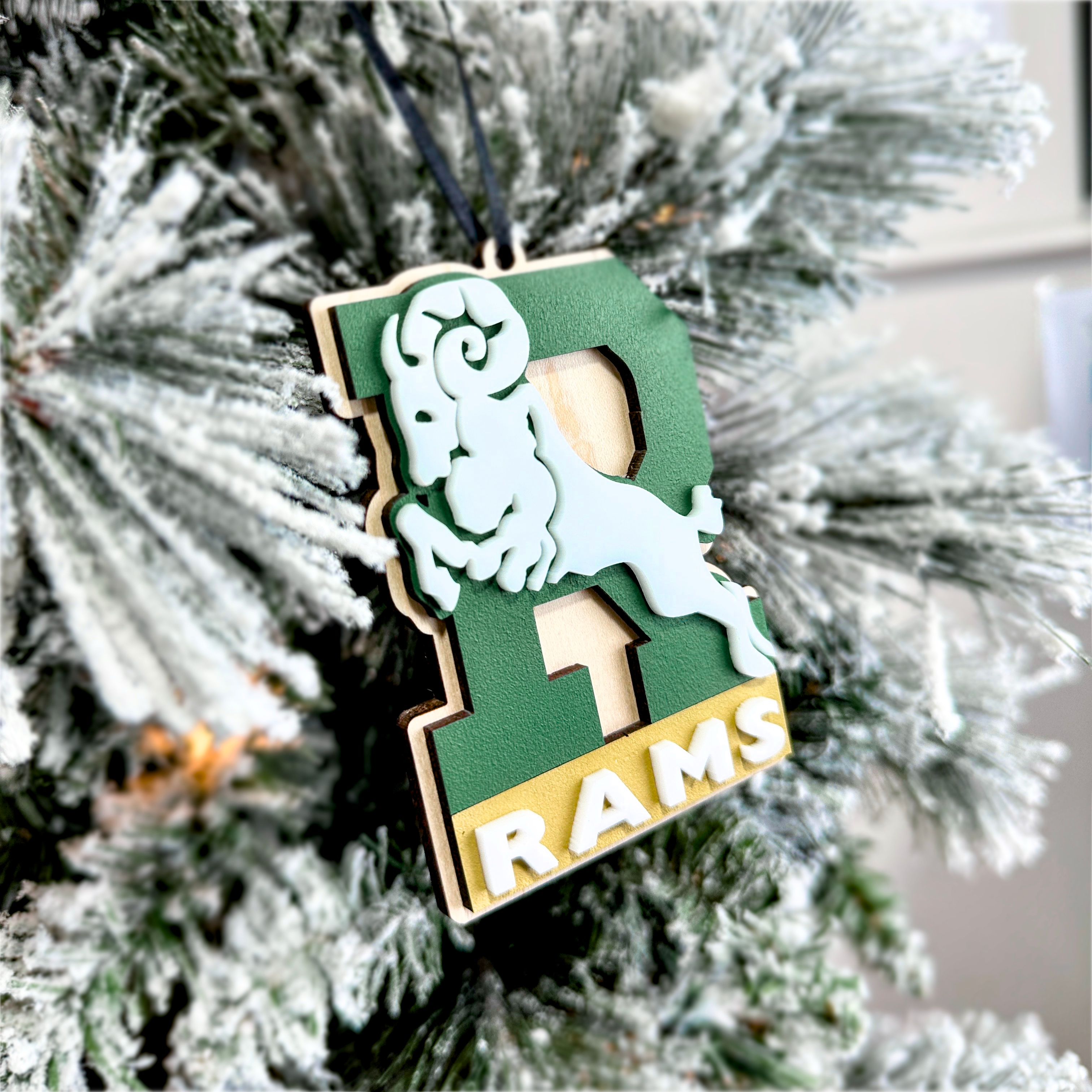 University of Regina Rams | 3D Wood and Acrylic Ornament