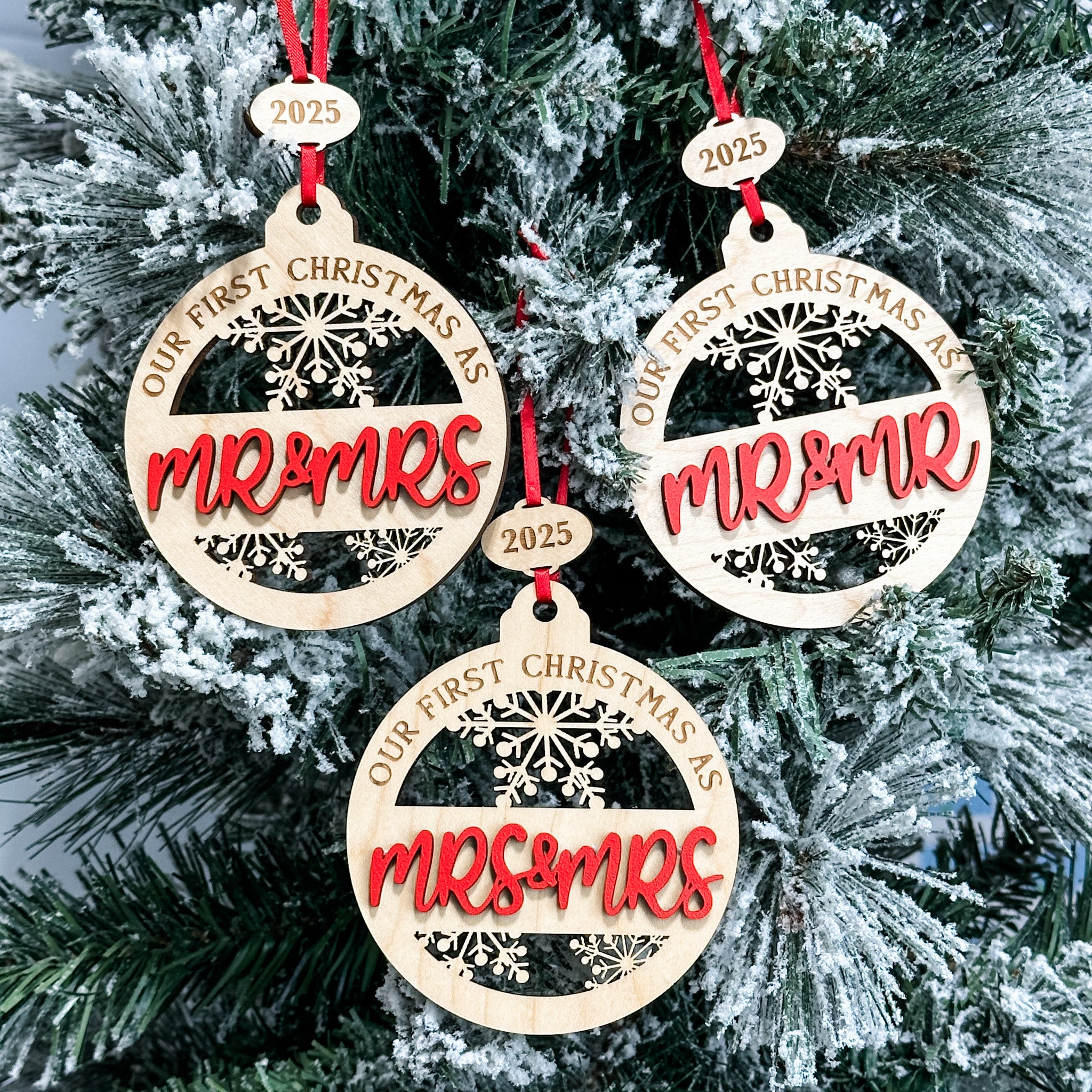 Our First Christmas Married • 3D Wood Ornament