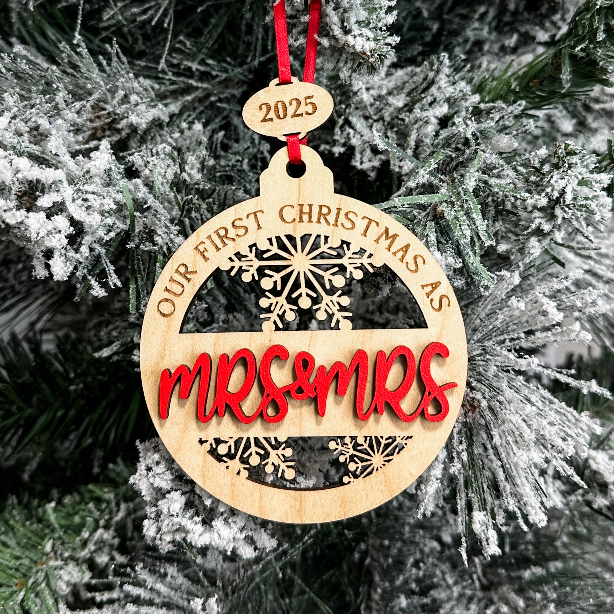 Our First Christmas Married • 3D Wood Ornament