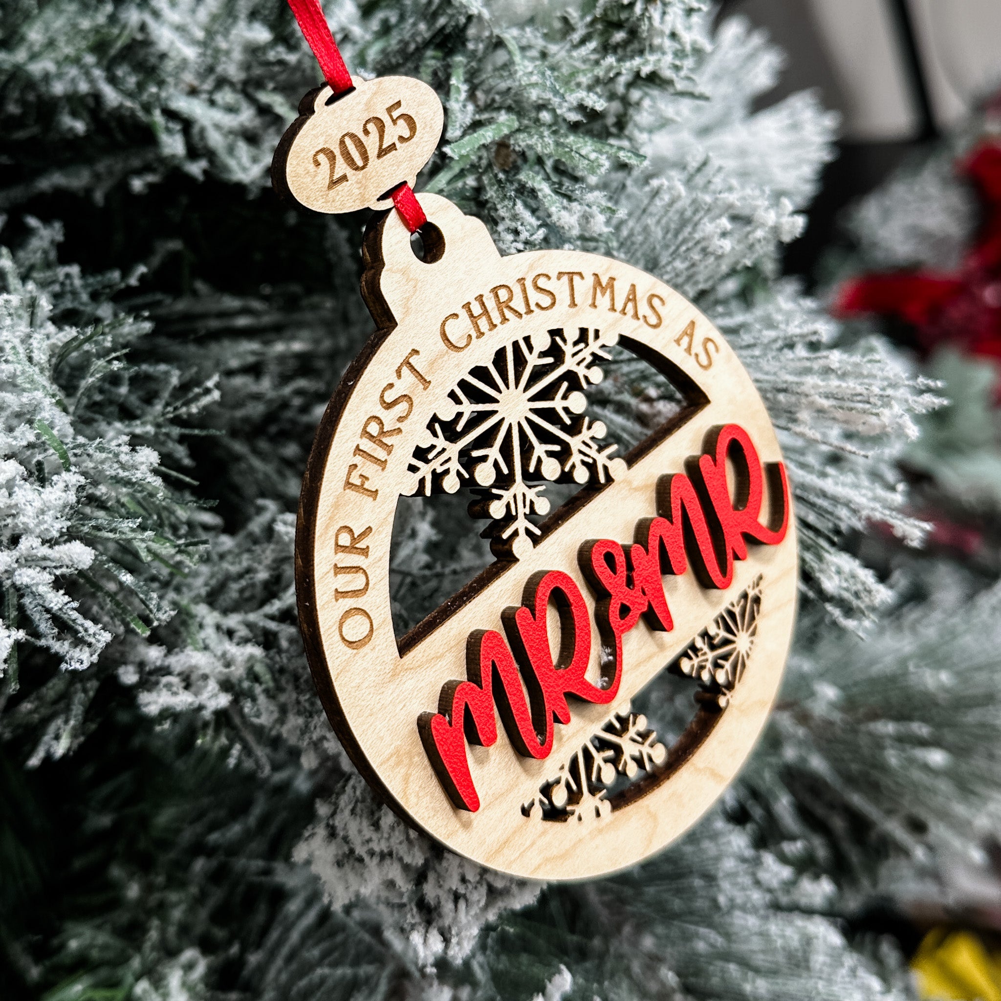 Our First Christmas Married • 3D Wood Ornament