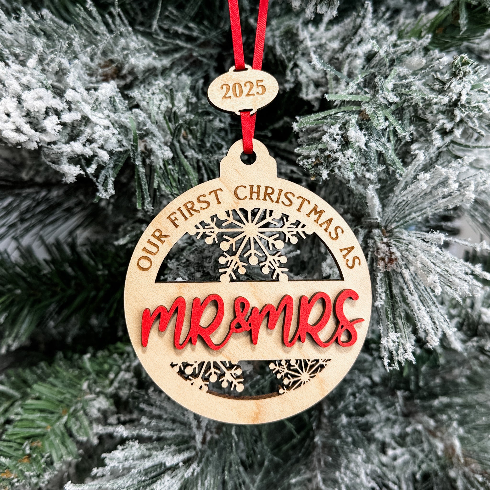 Our First Christmas Married • 3D Wood Ornament