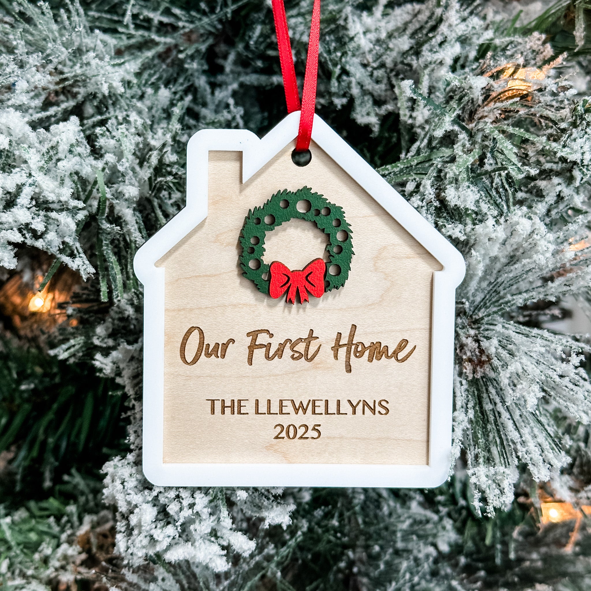 Personalized First Home • 3D Wood & Acrylic Ornament