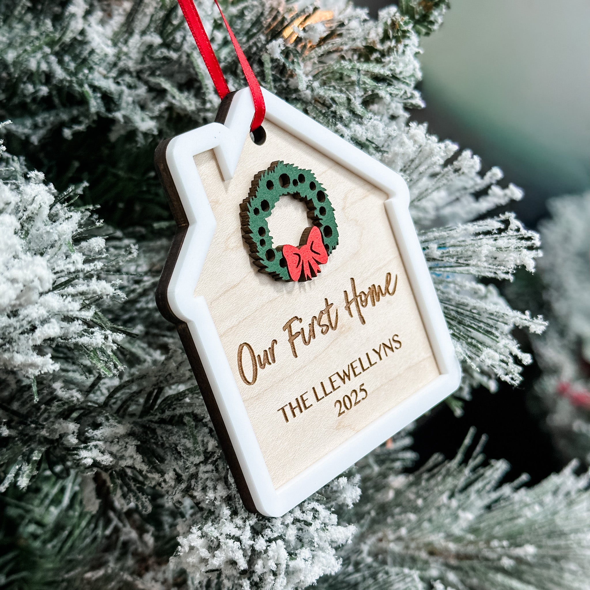 Personalized First Home • 3D Wood & Acrylic Ornament
