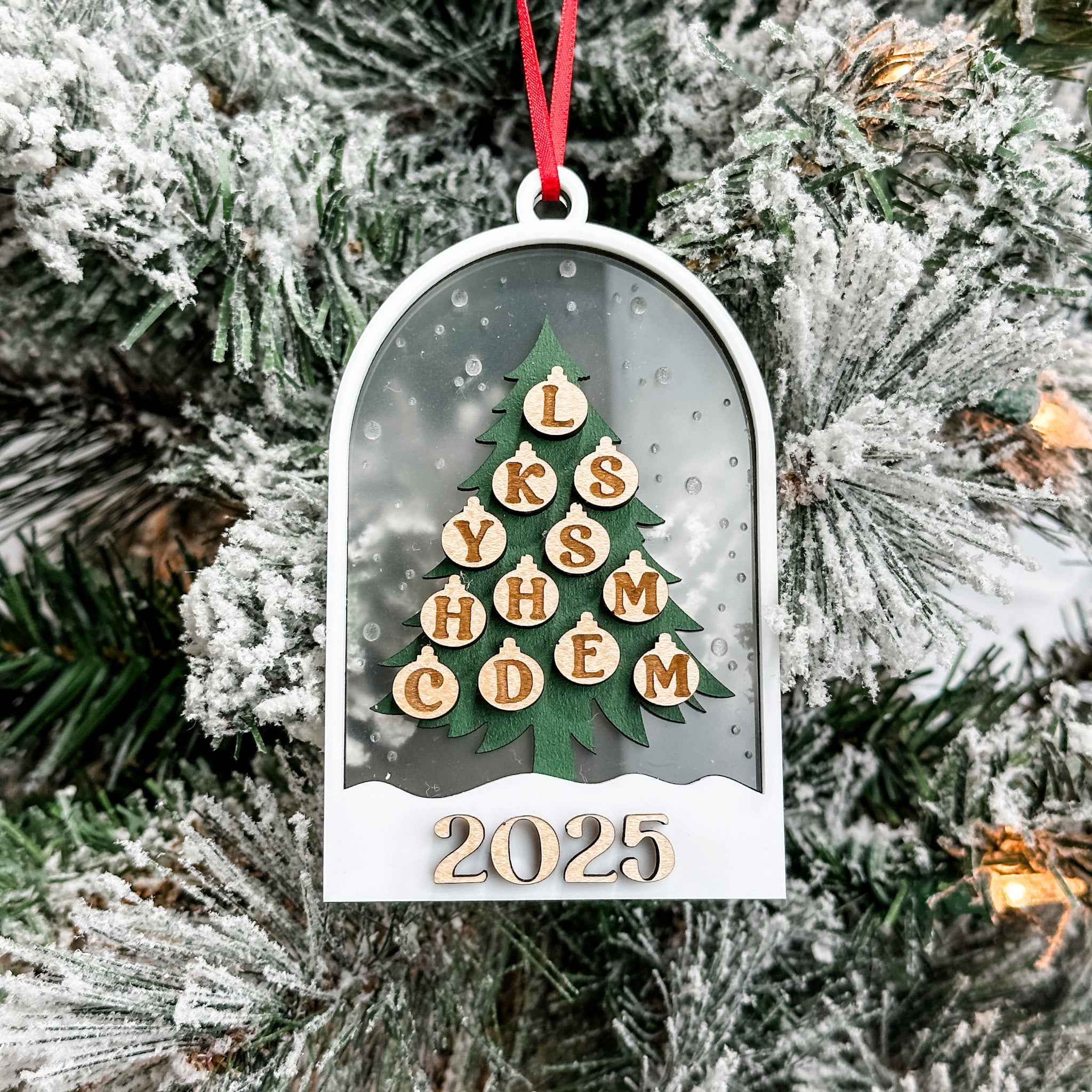 Personalized Family Christmas Tree • 3D Wood & Acrylic Ornament • For Christmas