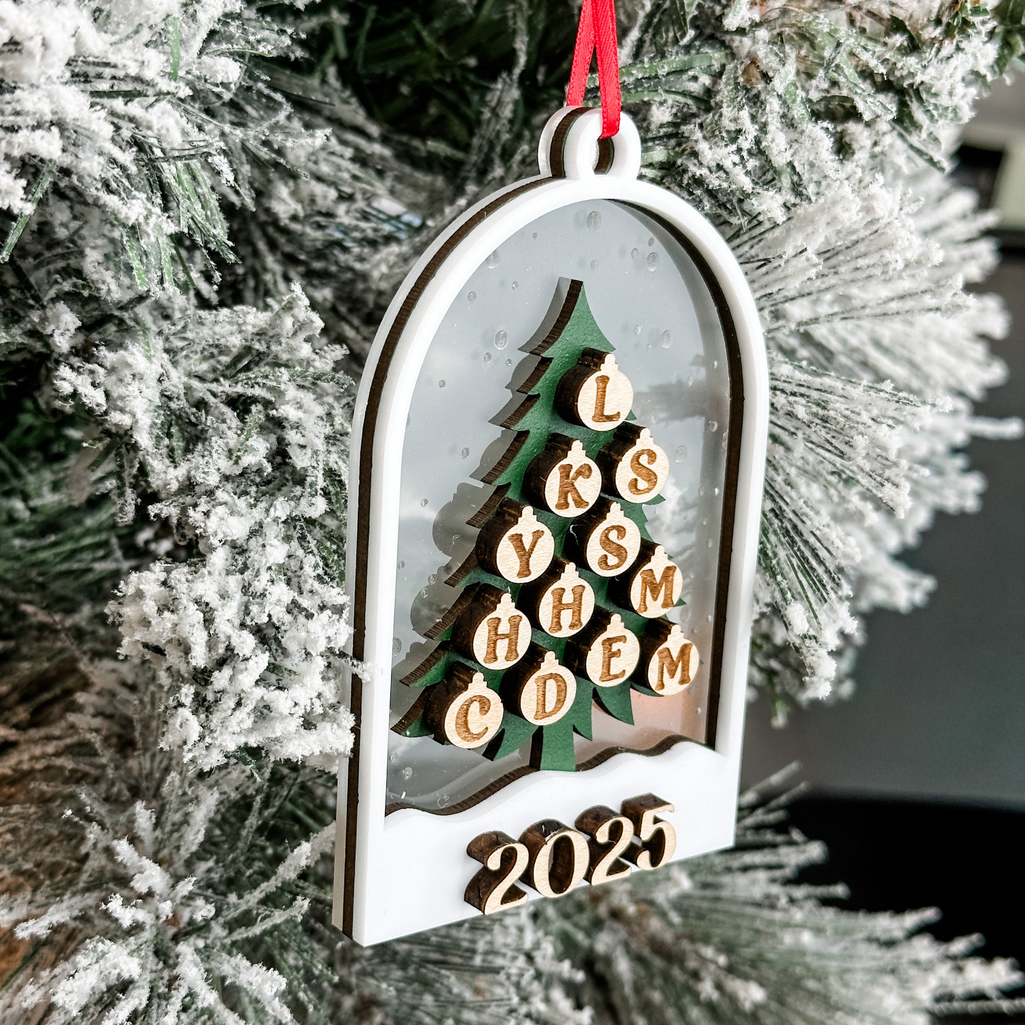 Personalized Family Christmas Tree • 3D Wood & Acrylic Ornament • For Christmas