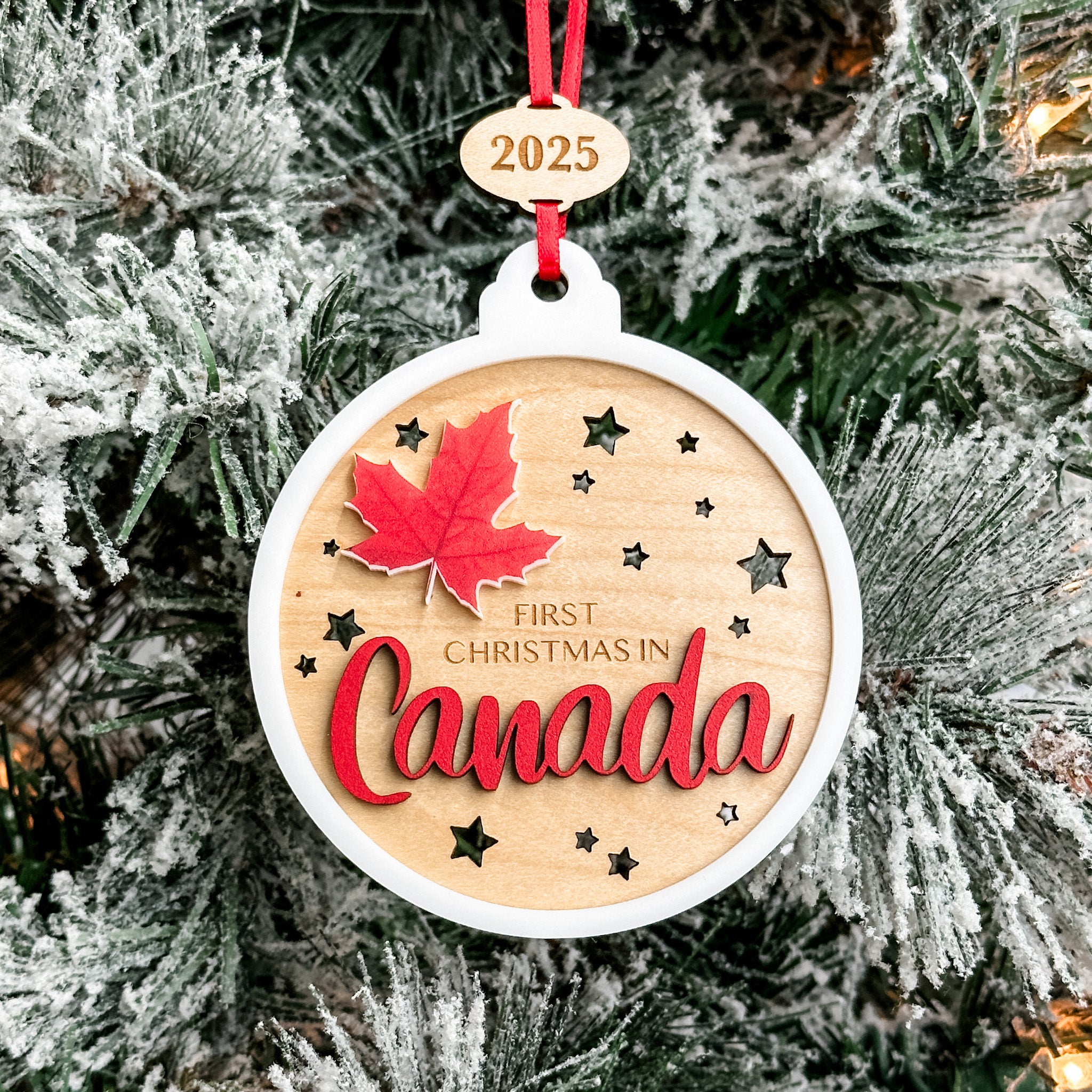 First Christmas in Canada • 3D Wood & Acrylic Ornament