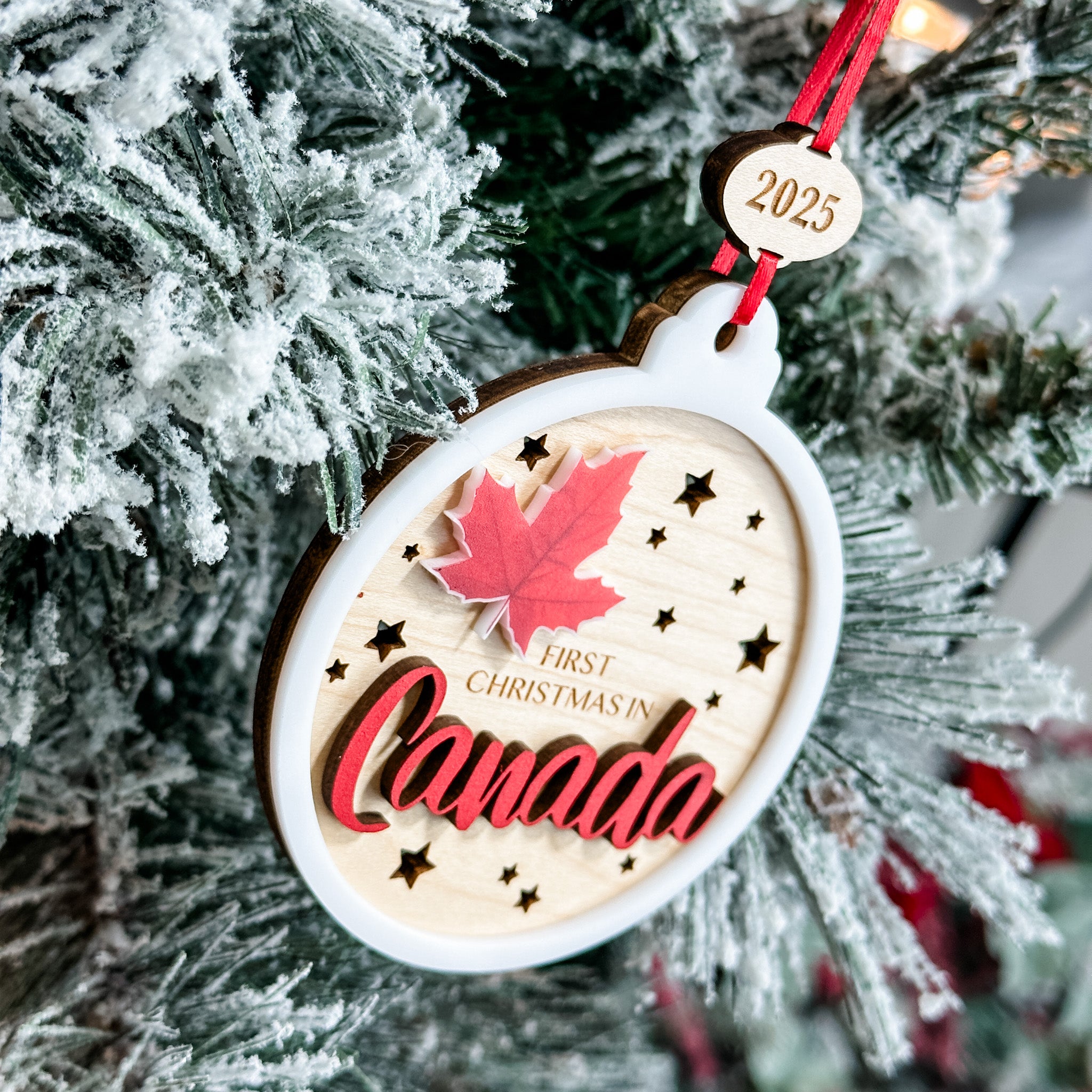 First Christmas in Canada • 3D Wood & Acrylic Ornament