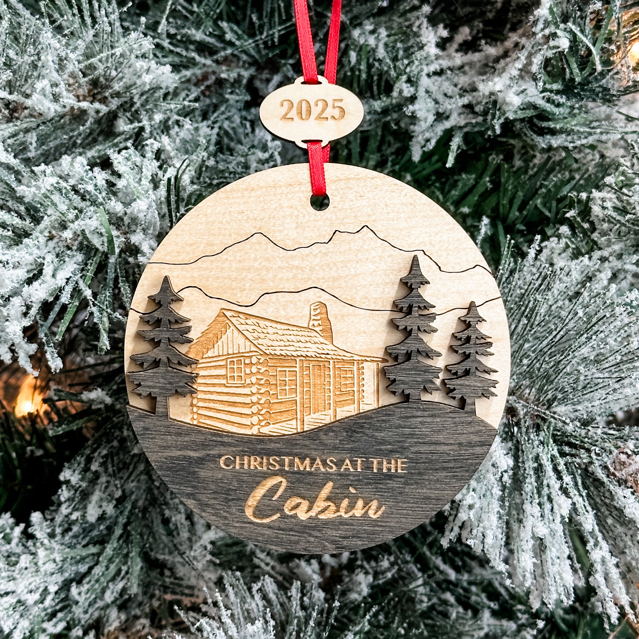 Christmas at the Cabin • 3D Wood Ornament