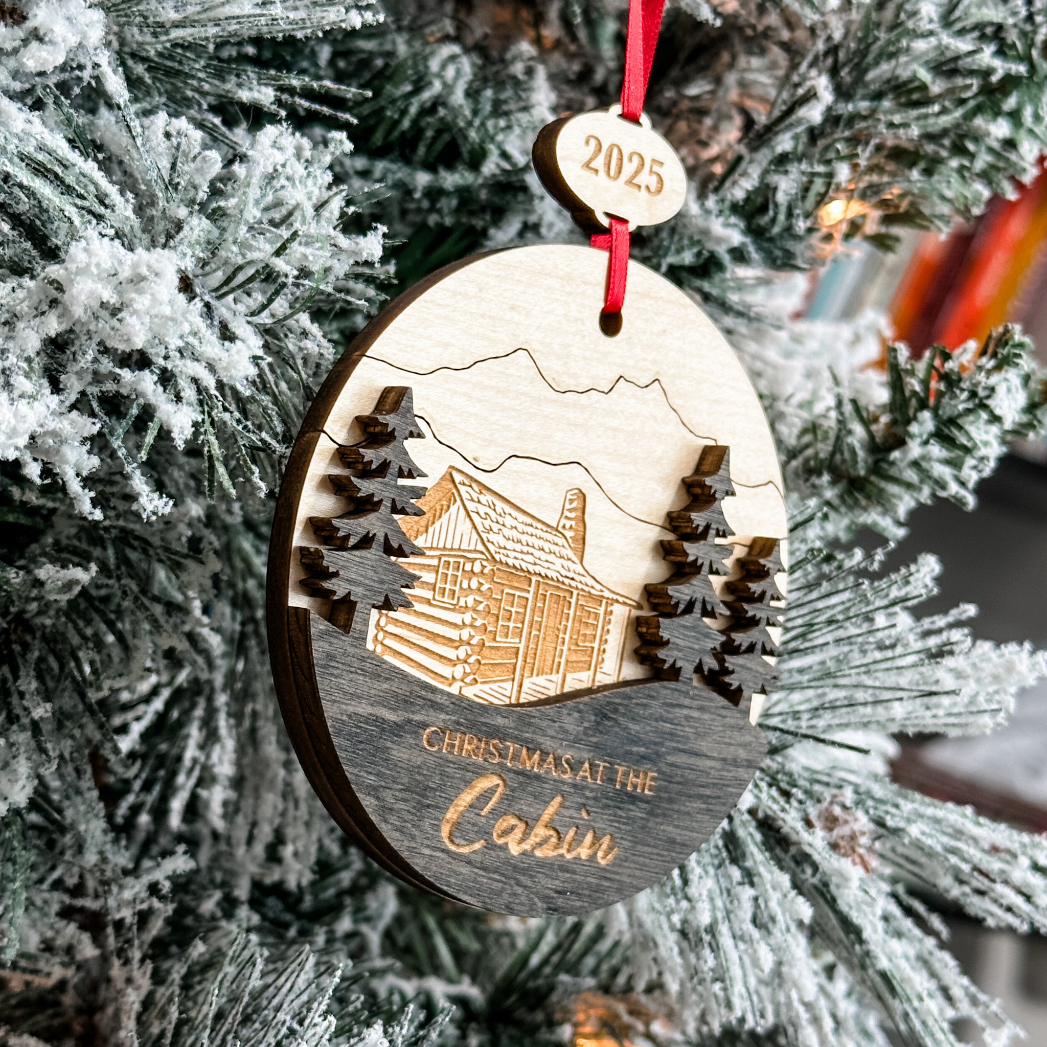 Christmas at the Cabin • 3D Wood Ornament