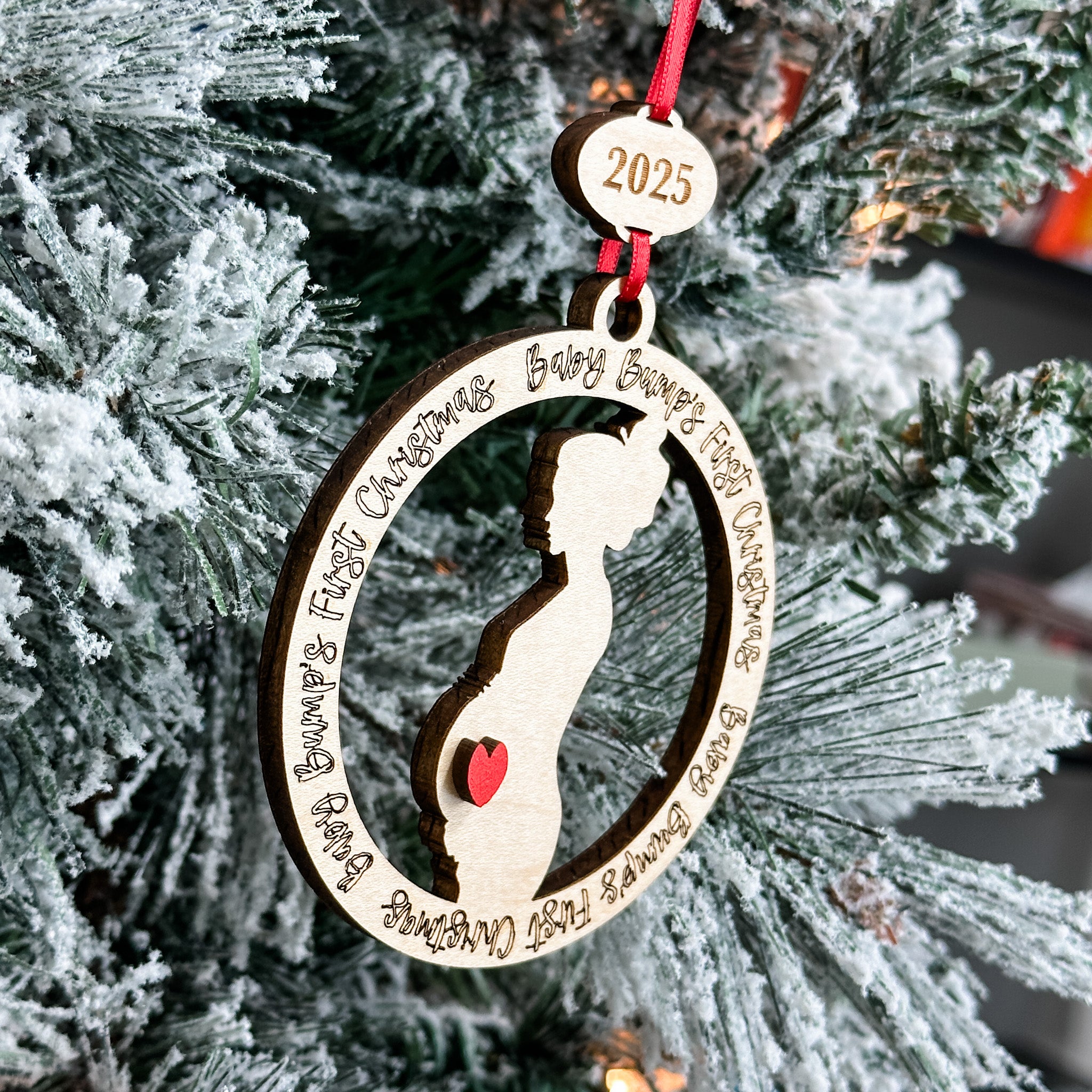Baby Bump's First Christmas • 3D Wood Ornament