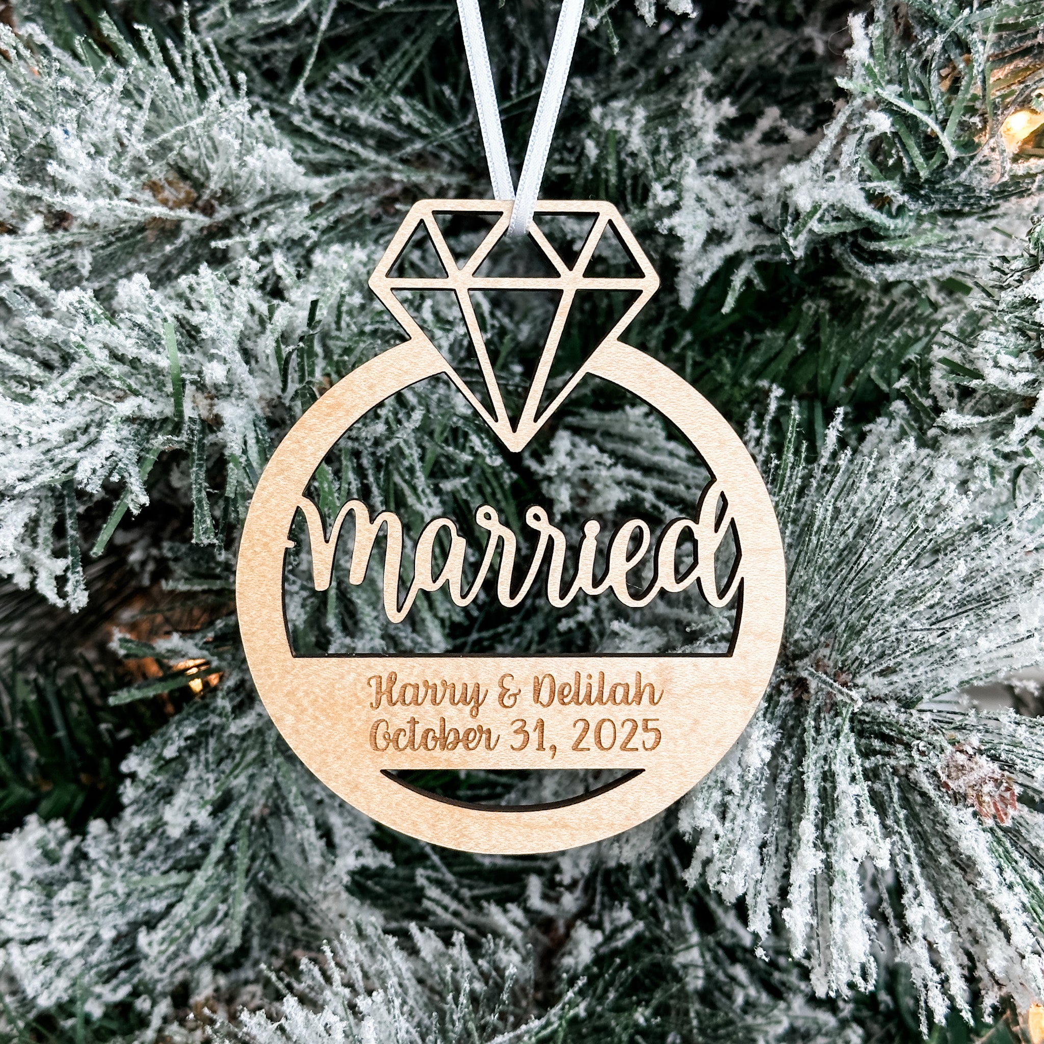 Wedding / Engagement Ring • Personalized Ornament, or Magnet • For Couples, Weddings, & Engagements