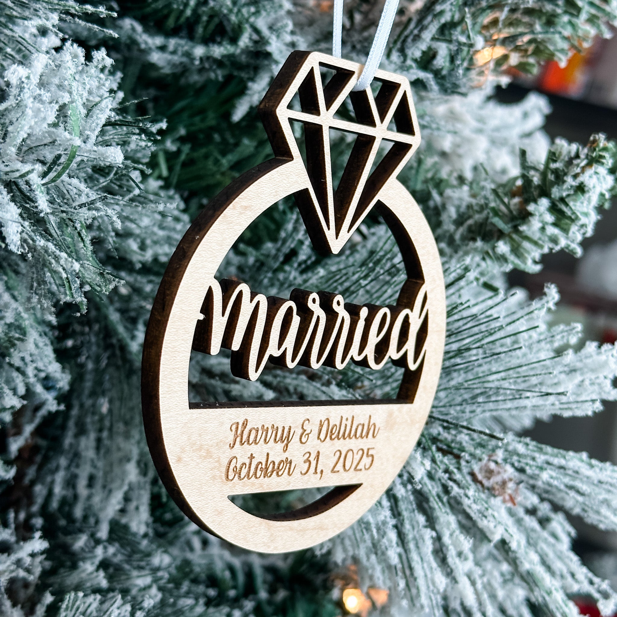 Wedding / Engagement Ring • Personalized Ornament, or Magnet • For Couples, Weddings, & Engagements