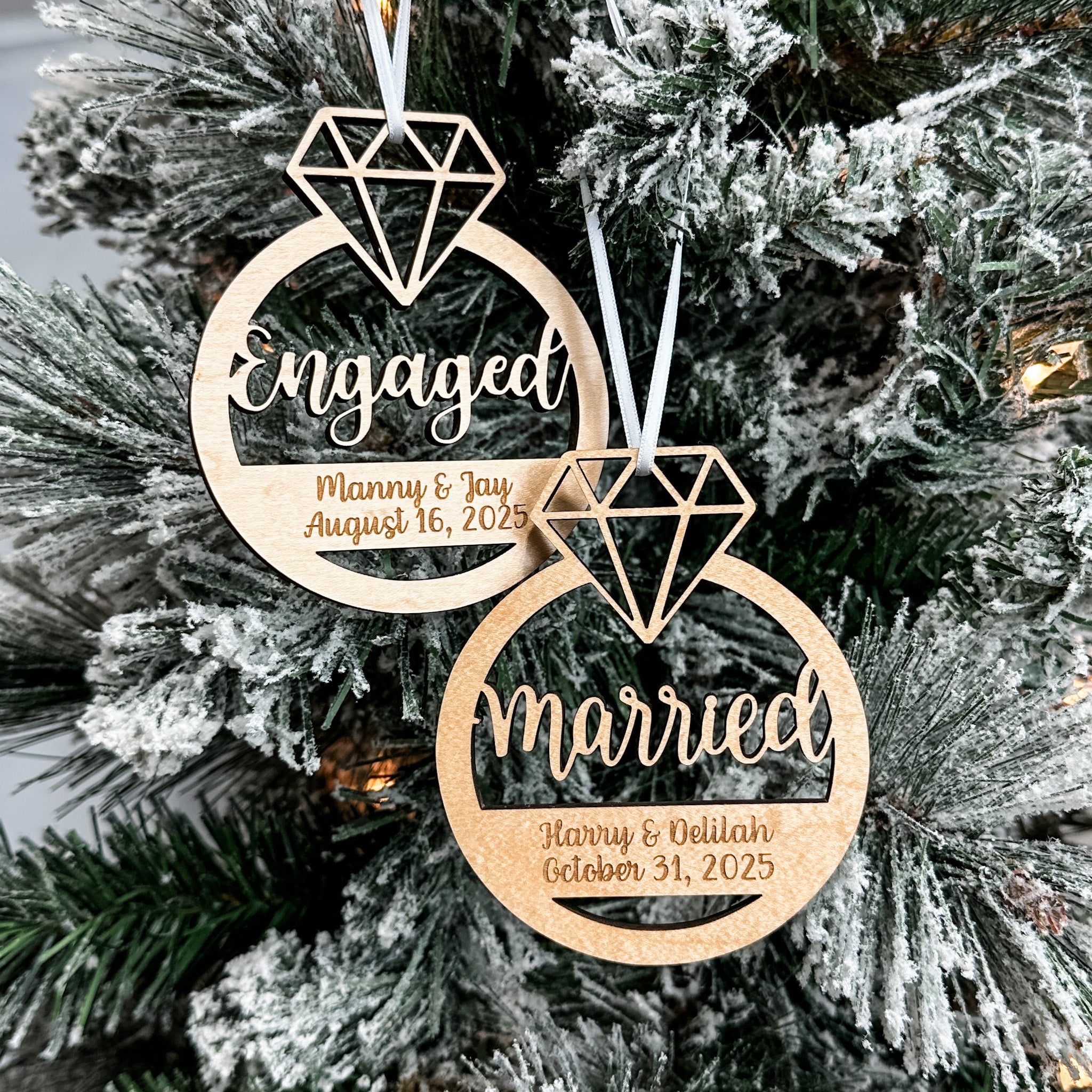 Wedding / Engagement Ring • Personalized Ornament, or Magnet • For Couples, Weddings, & Engagements