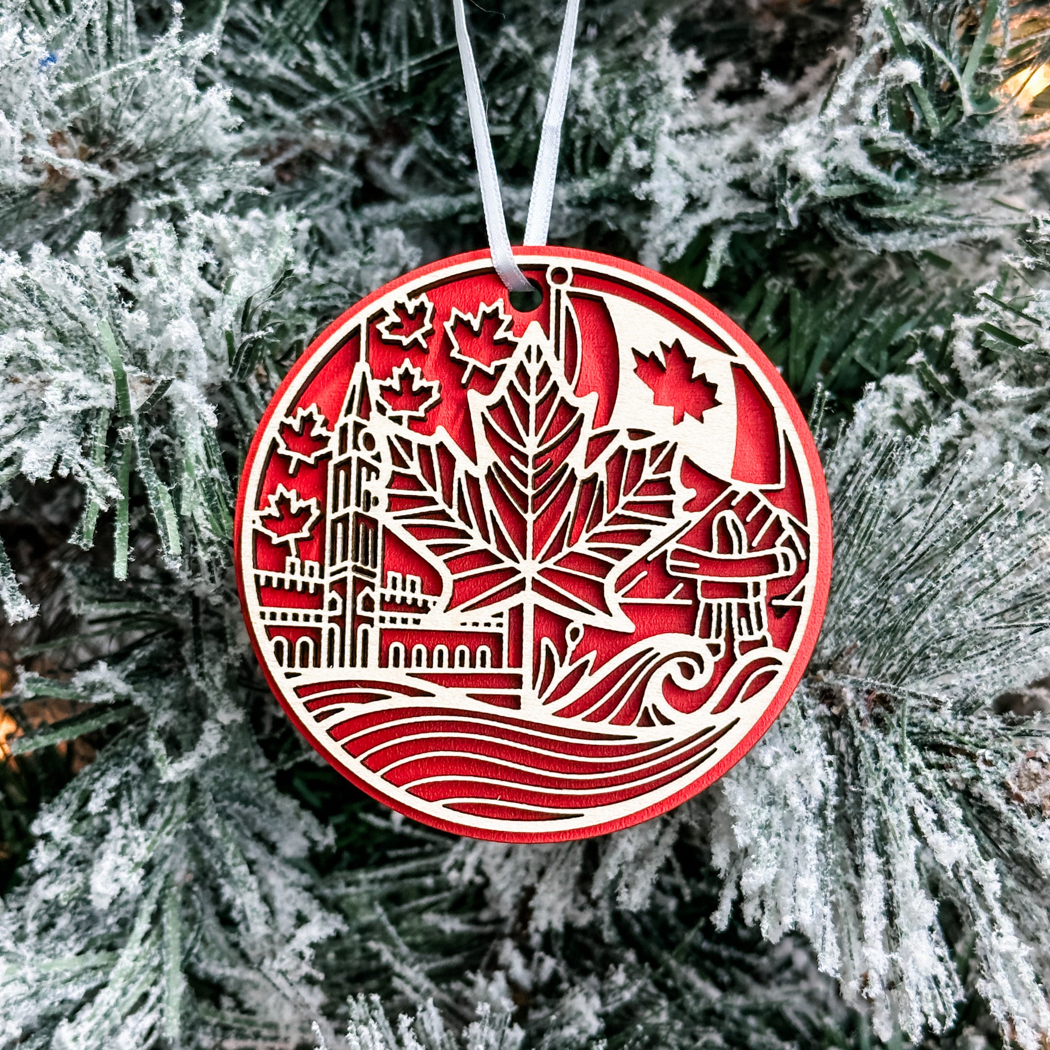 Symbols of Canada • 3D Wood Ornament or Magnet • For Those Who Love Canada