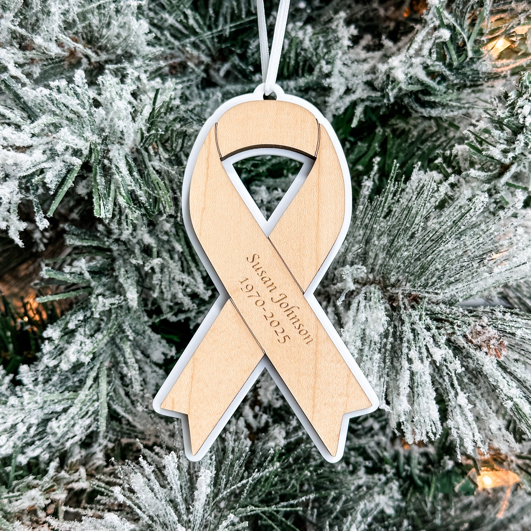 Awareness Ribbon Personalized • 3D Wood & Acrylic Ornament