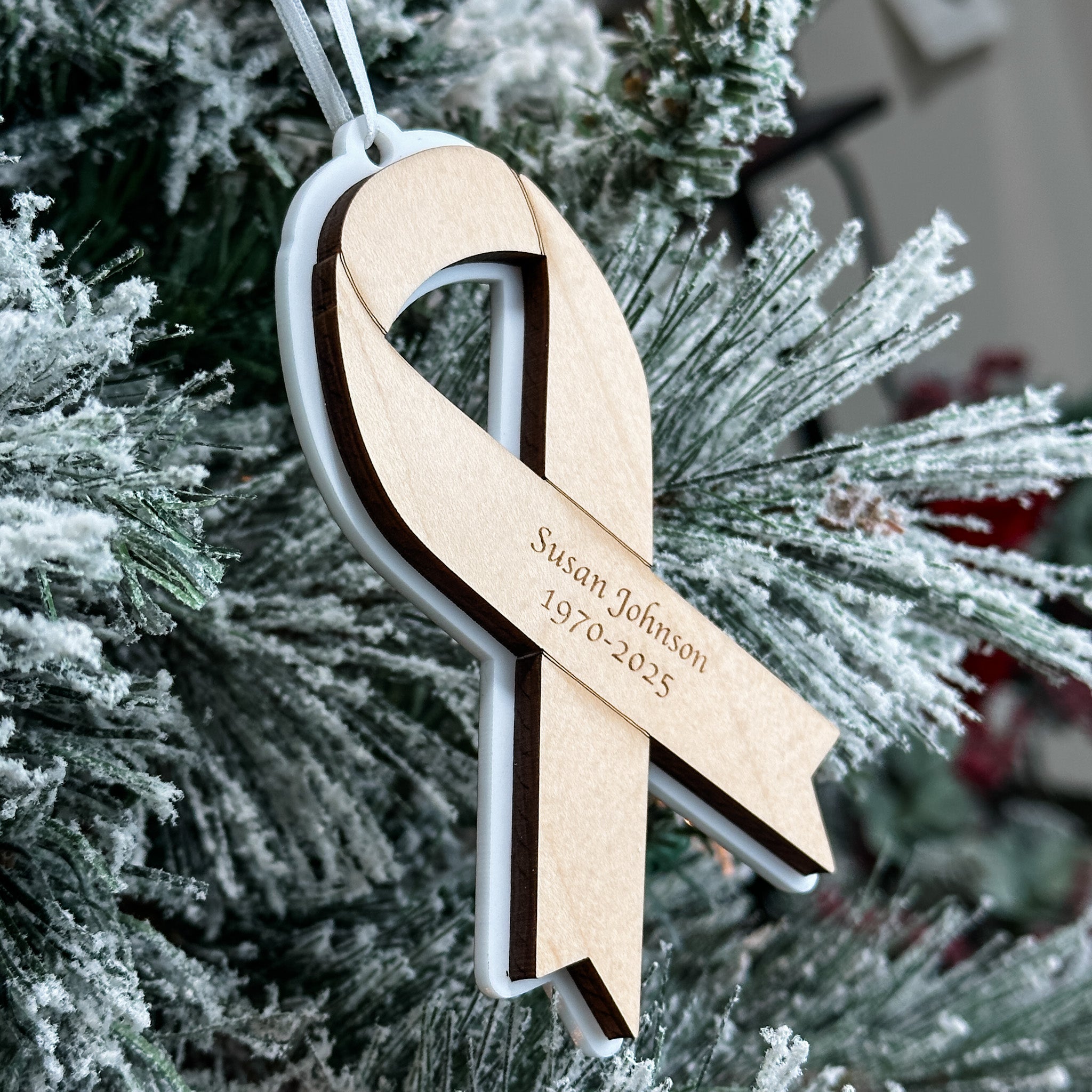 Awareness Ribbon Personalized • 3D Wood & Acrylic Ornament