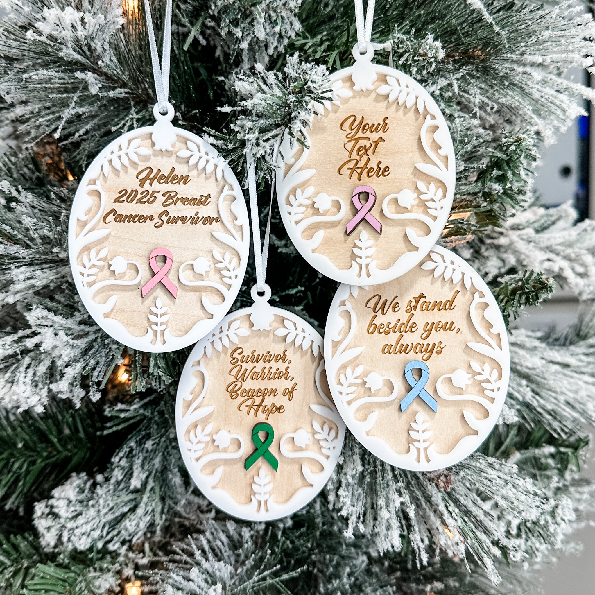 Custom Awareness Ribbon • 3D Wood & Acrylic Ornament