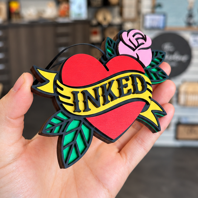 Inked Heart Tattoo Ornament