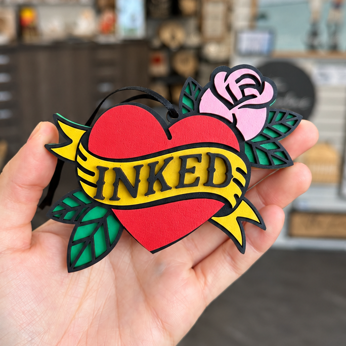 Inked Heart Tattoo Ornament