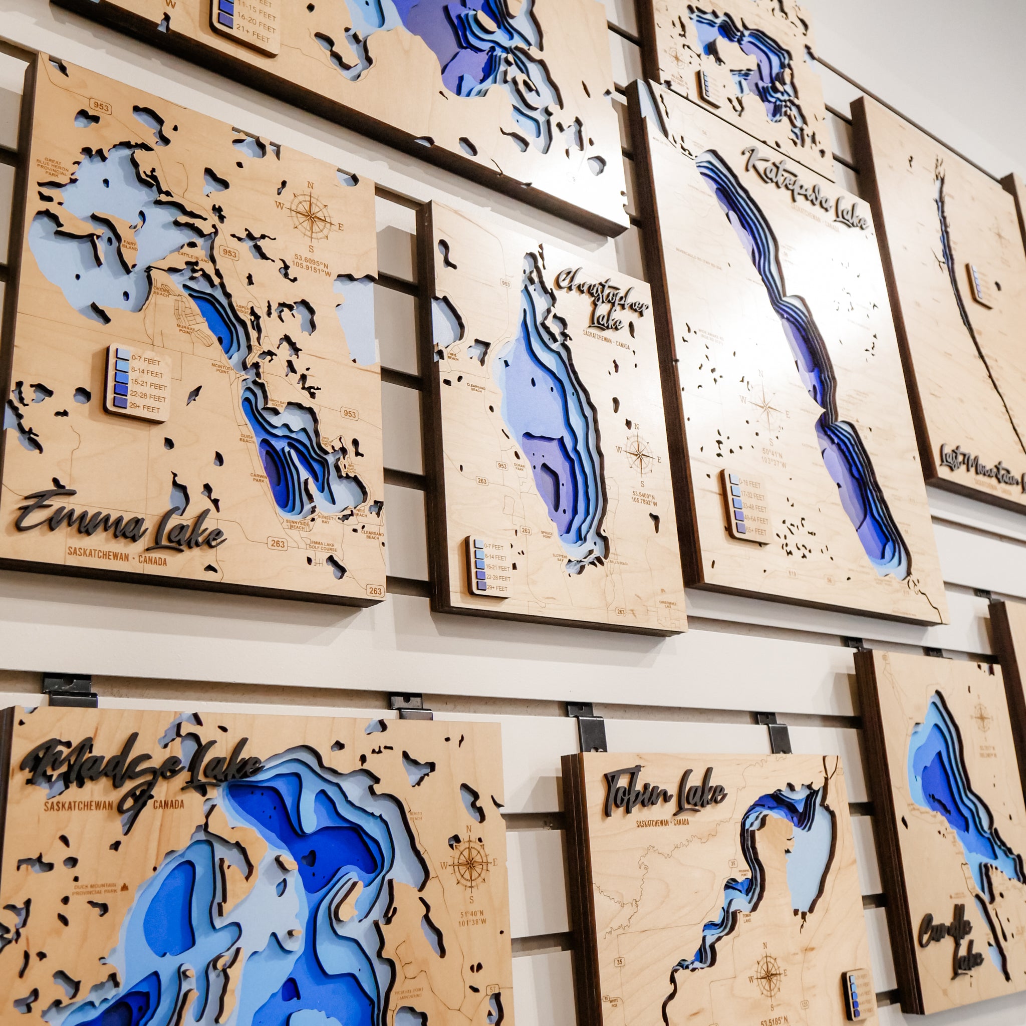 Saskatchewan Lake Depth Maps | 3D Wood Artwork (17 Lakes Available!)