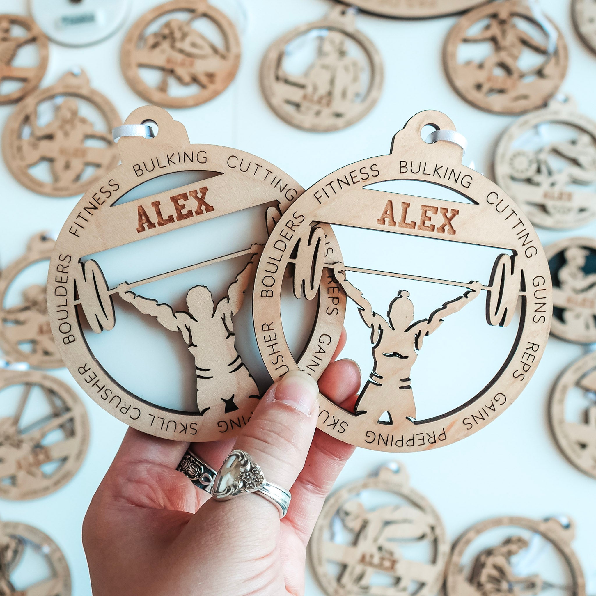 Personalized Weightlifting Collection • Ornament, Magnet, Medal, or Mini Sign
