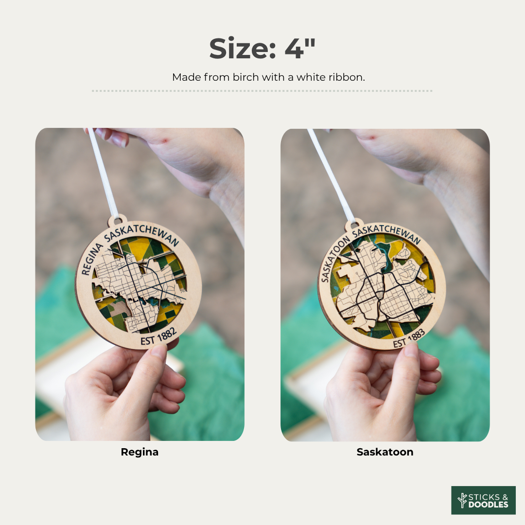 Saskatchewan Patchwork City Map Ornament