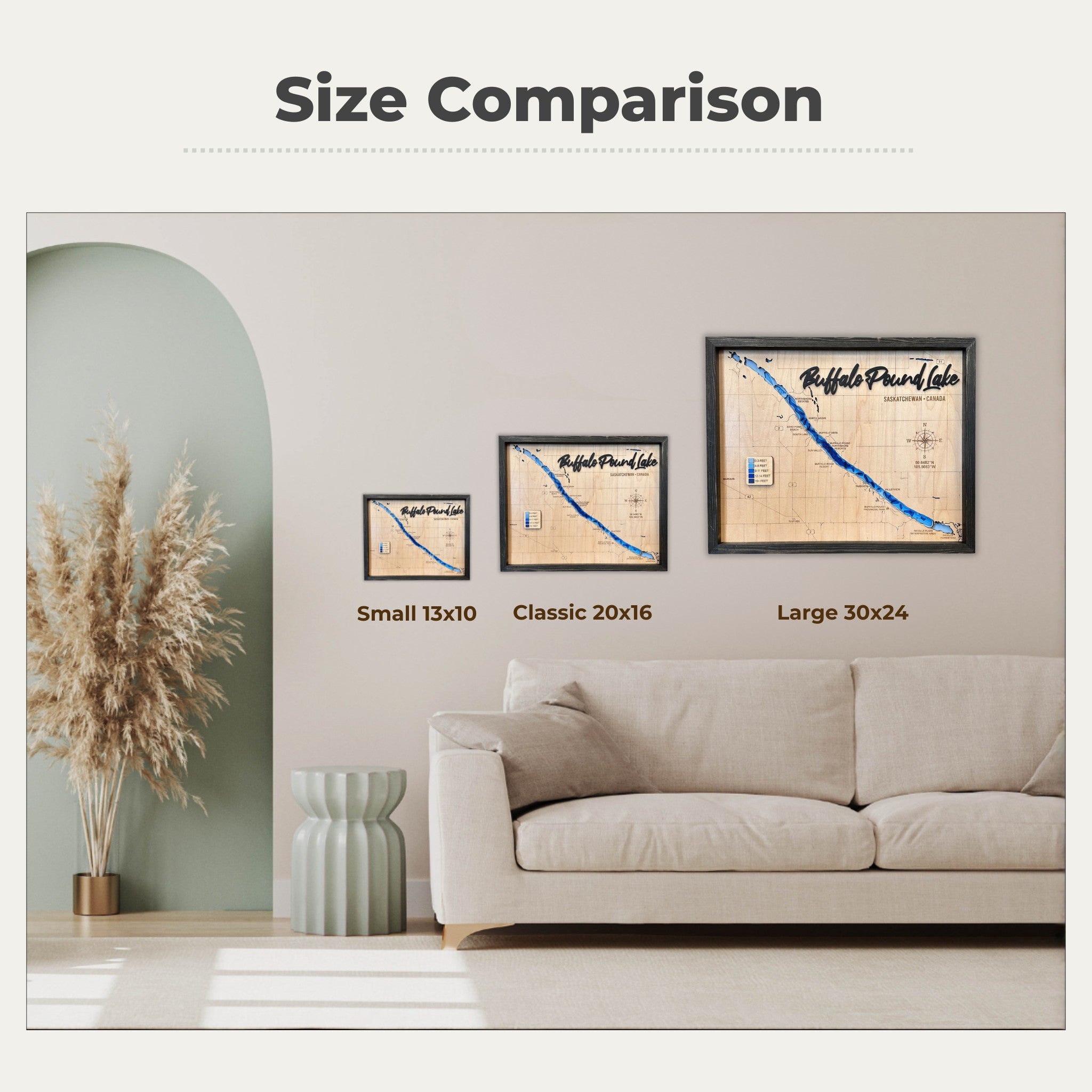 Buffalo Pound Lake 3D Wood Map