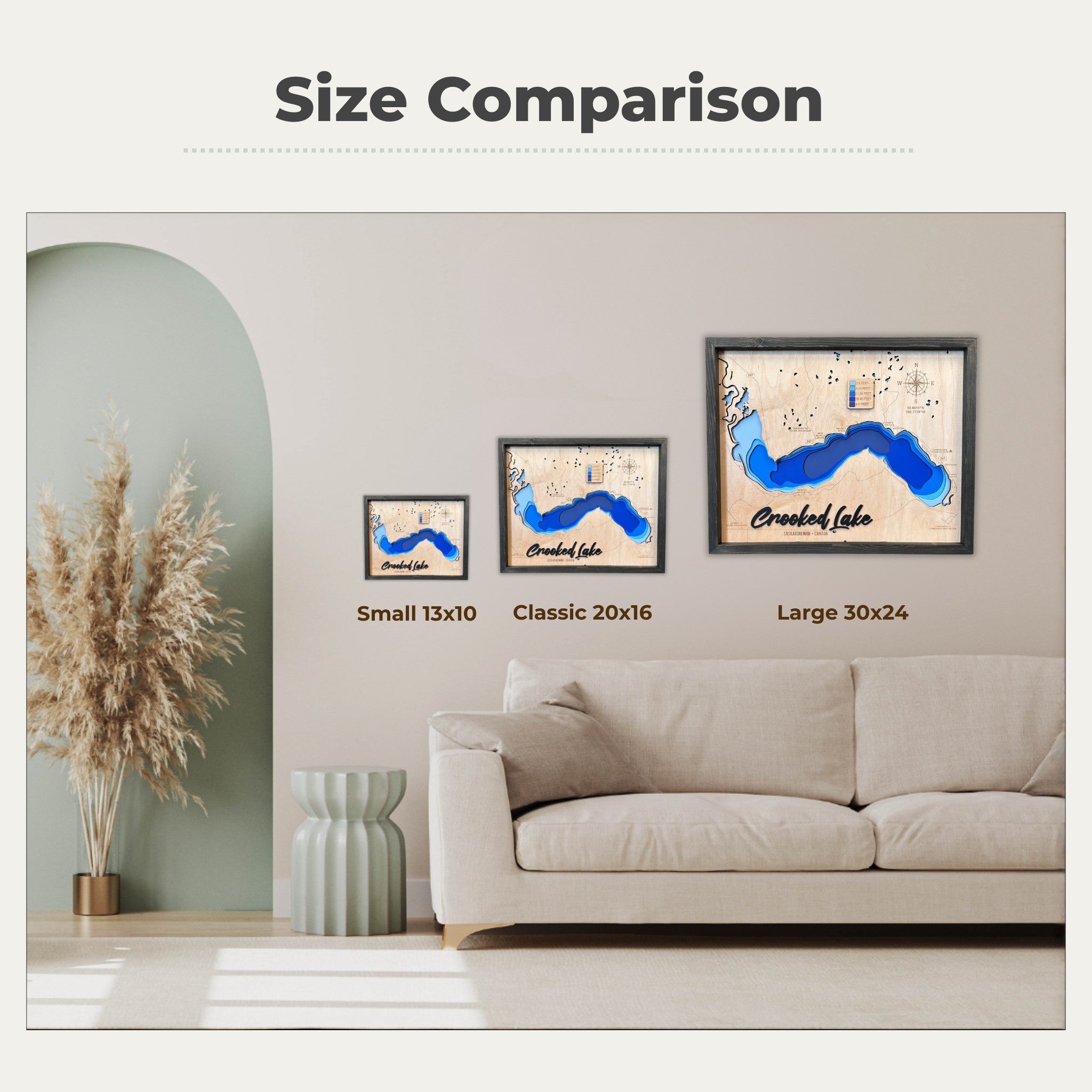 Crooked Lake 3D Wood Map