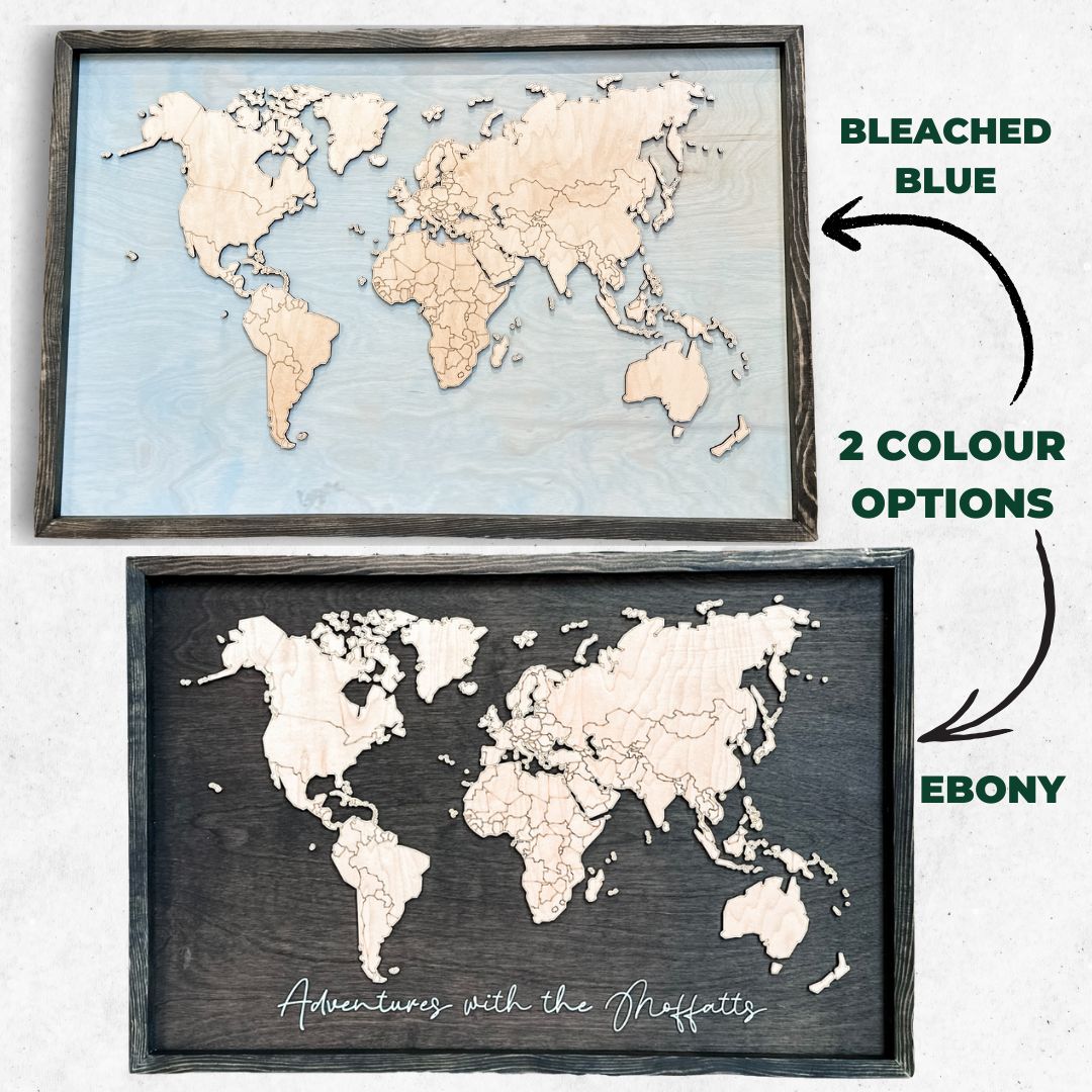 Personalized World Map •  Premium Handcrafted Wood Sign