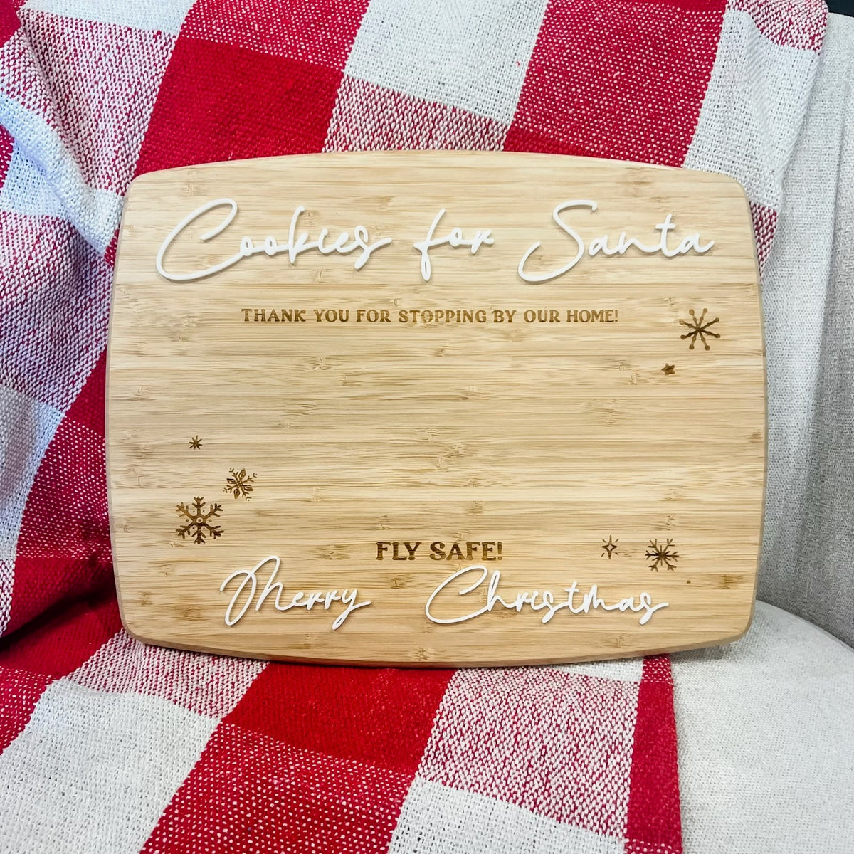 Cookies for Santa Engraved Wooden Cutting Board