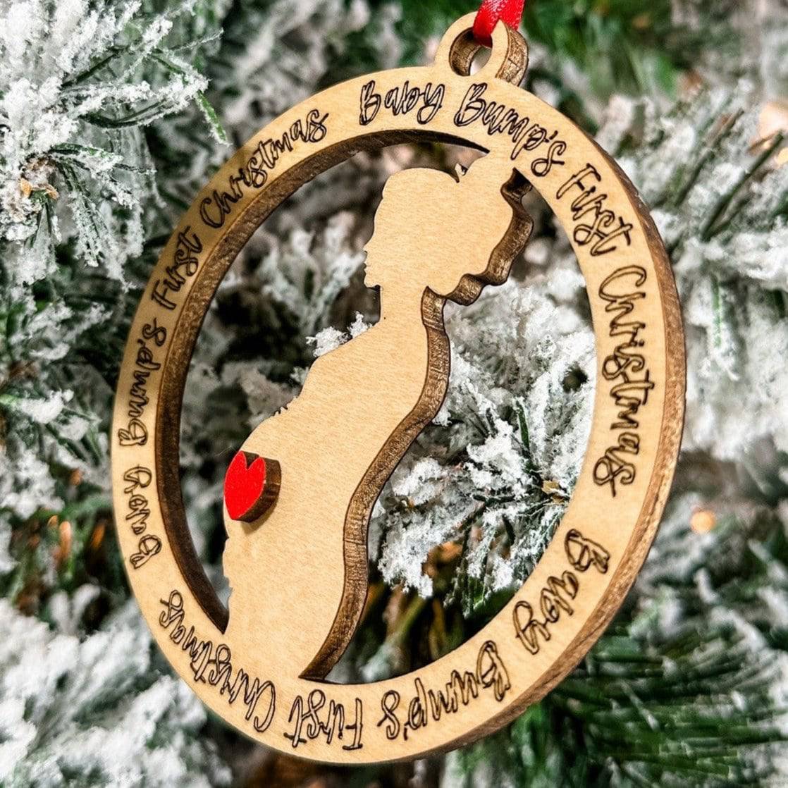 Baby Bump's First Christmas • 3D Wood Ornament