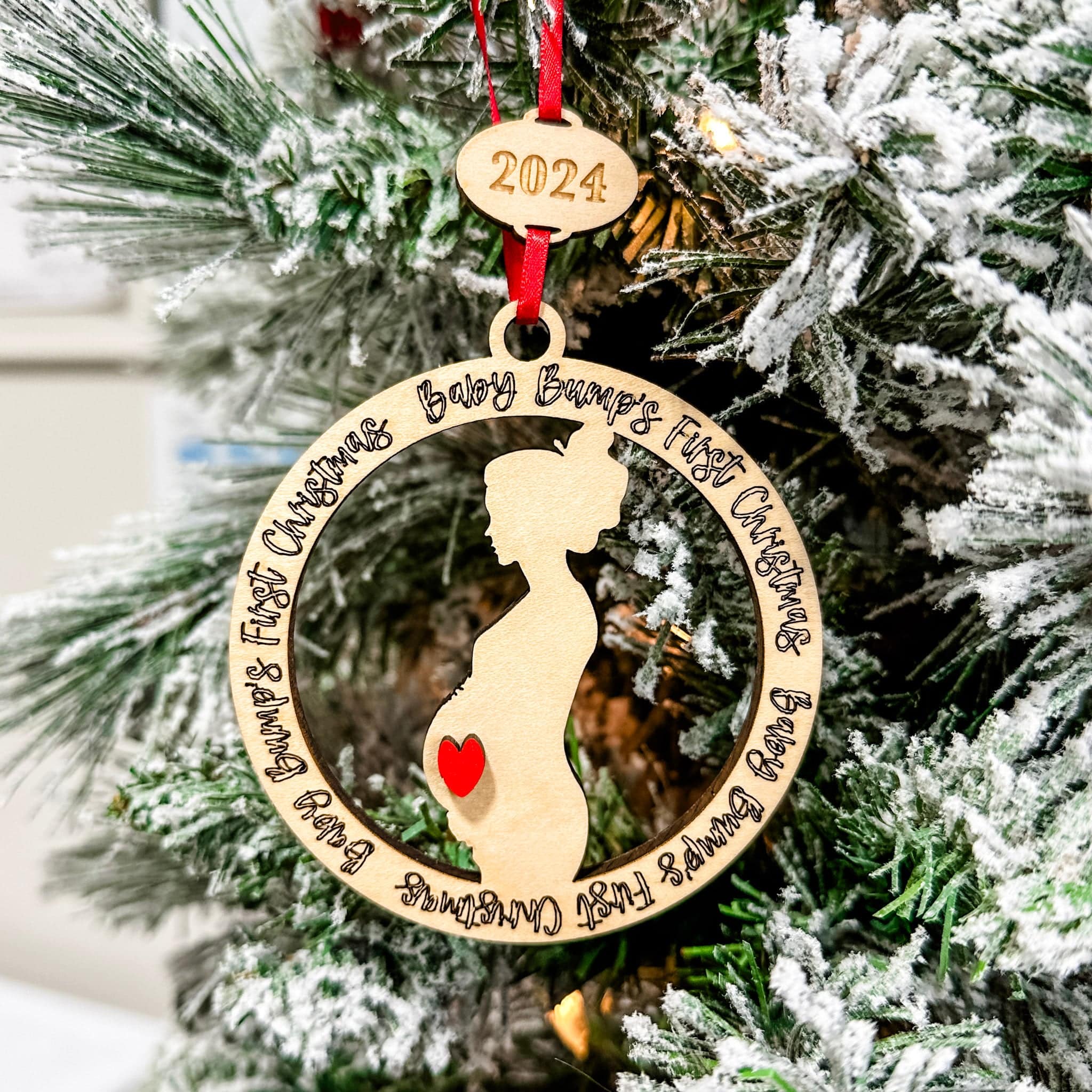 Baby Bump's First Christmas • 3D Wood Ornament