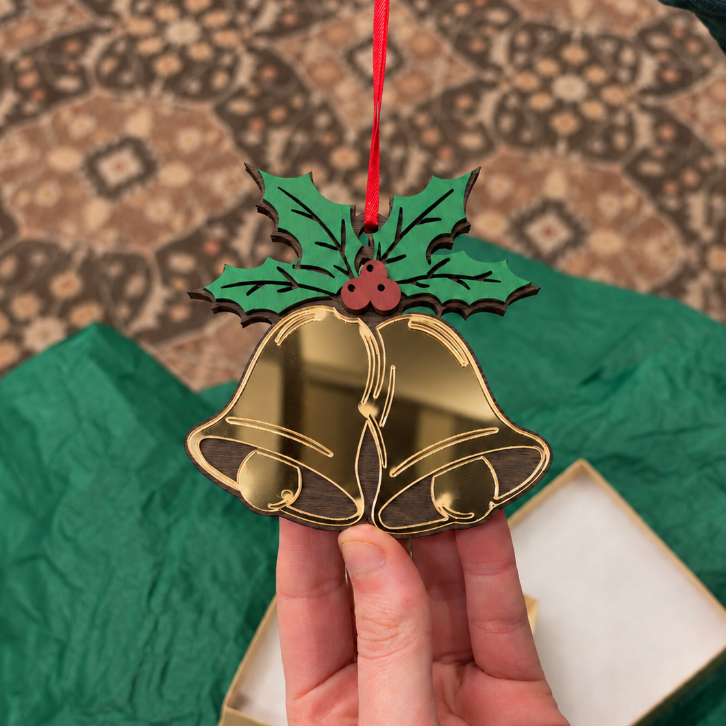 Bells & Holly Ornament