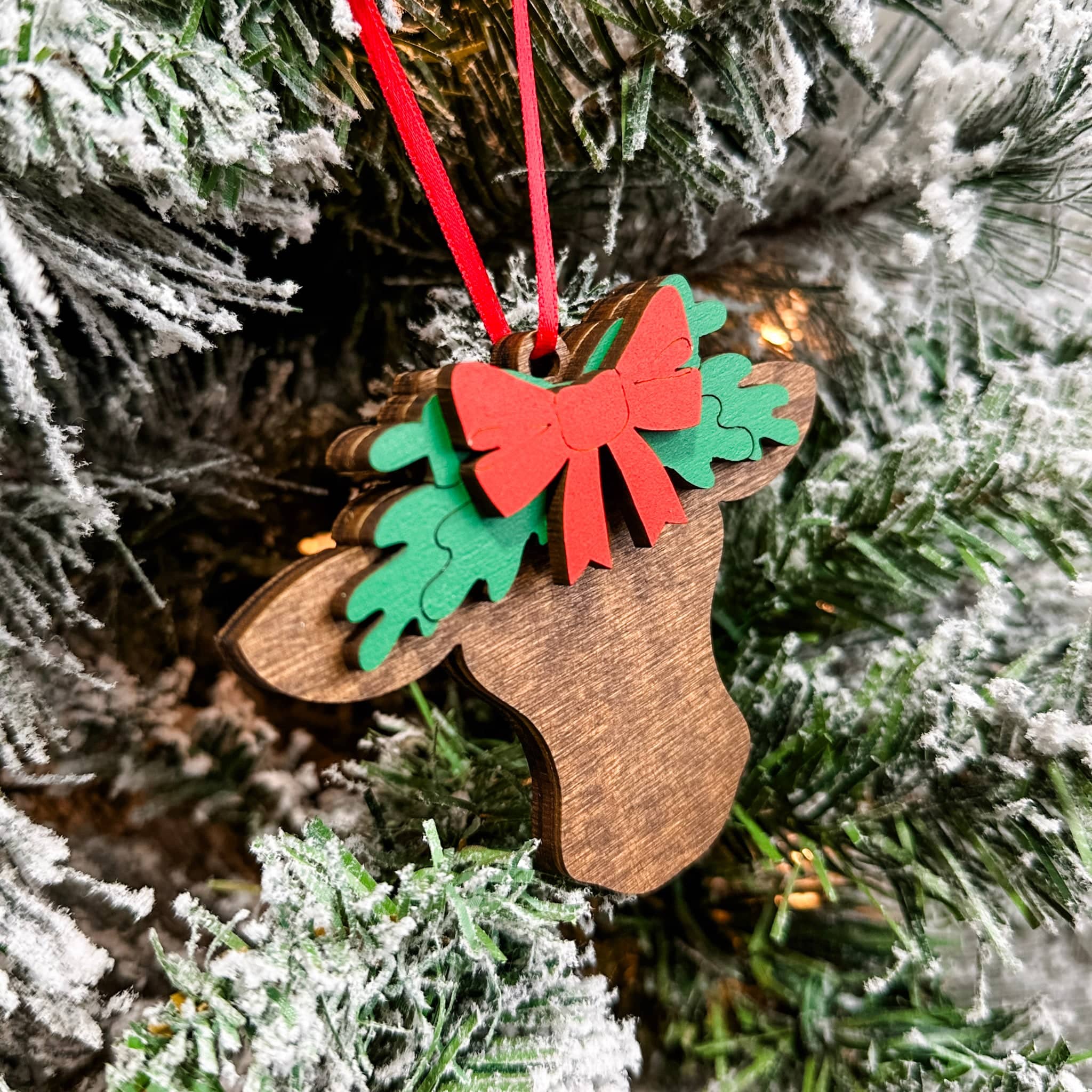 Christmas Cow • 3D Wood Ornament