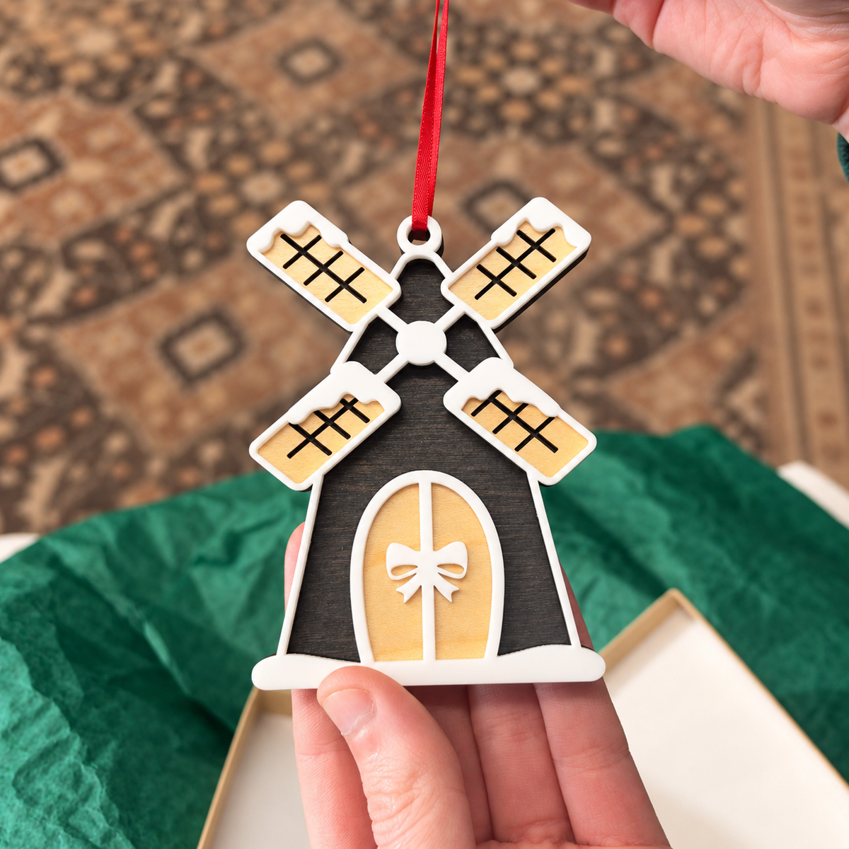 Snowy Windmill Ornament