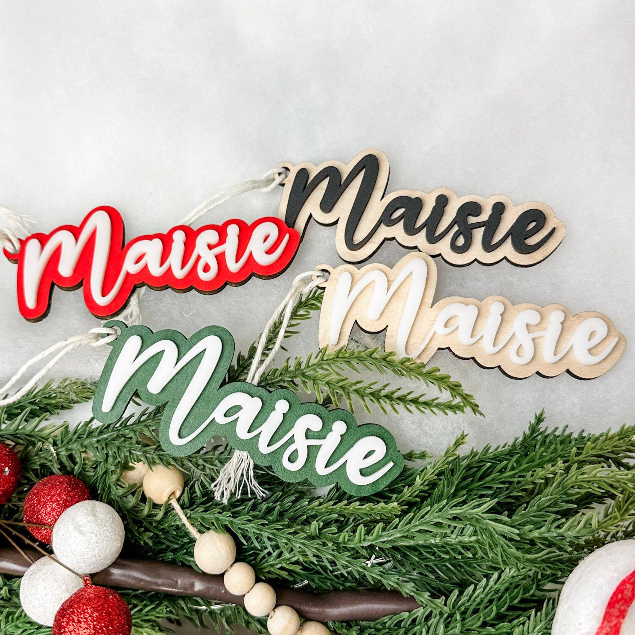 Classic Christmas • 3D Wood & Acrylic Stocking Tags