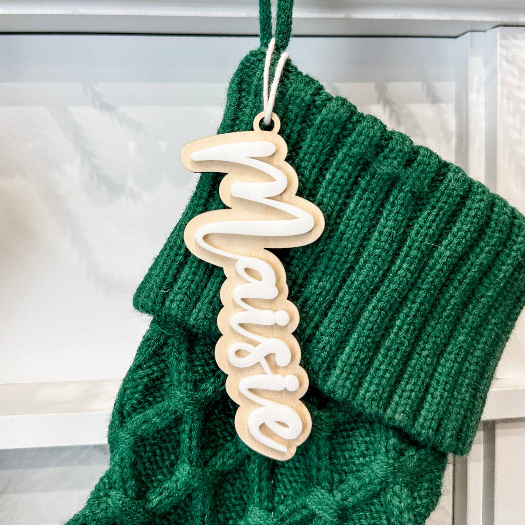 Classic Christmas • 3D Wood & Acrylic Stocking Tags