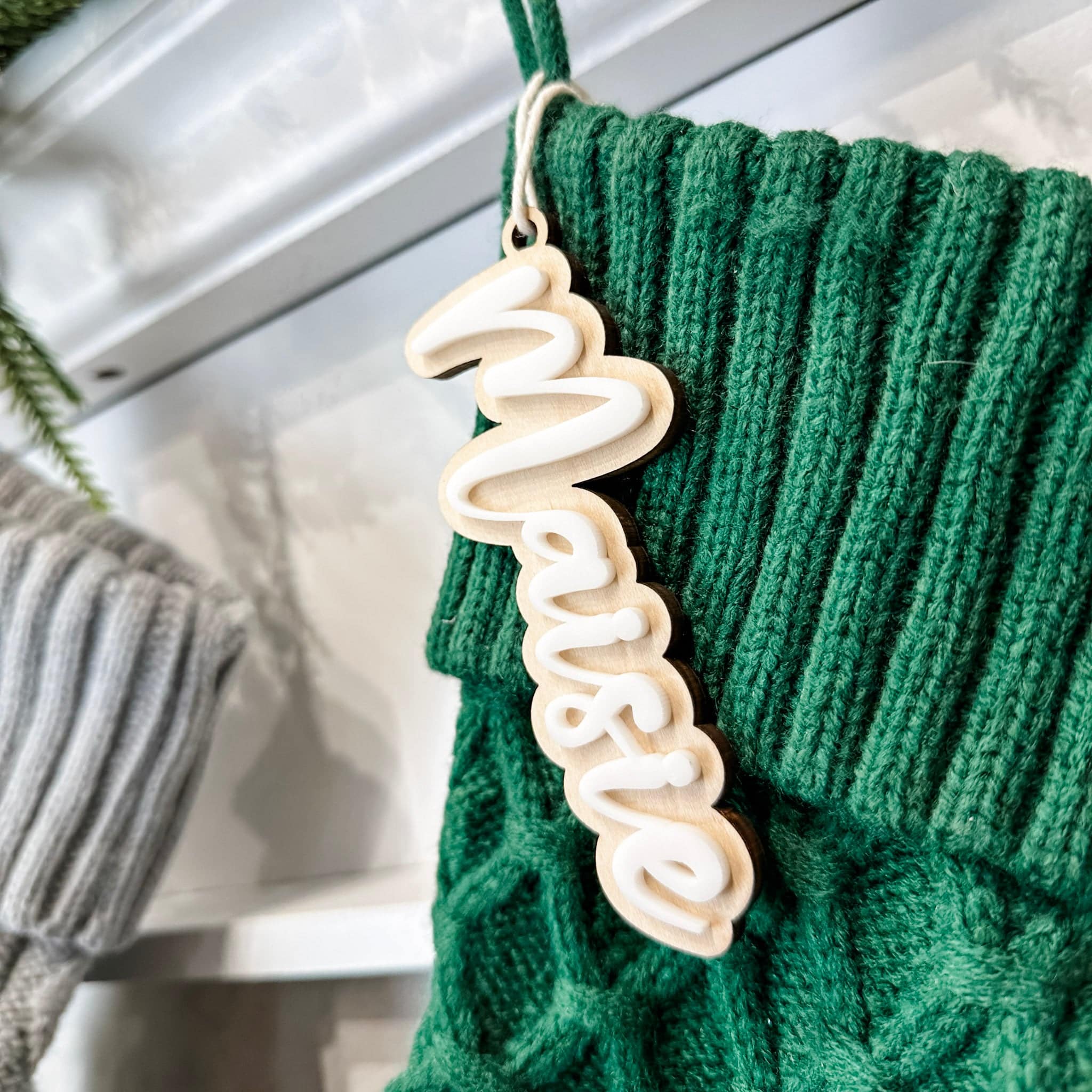 Classic Christmas • 3D Wood & Acrylic Stocking Tags