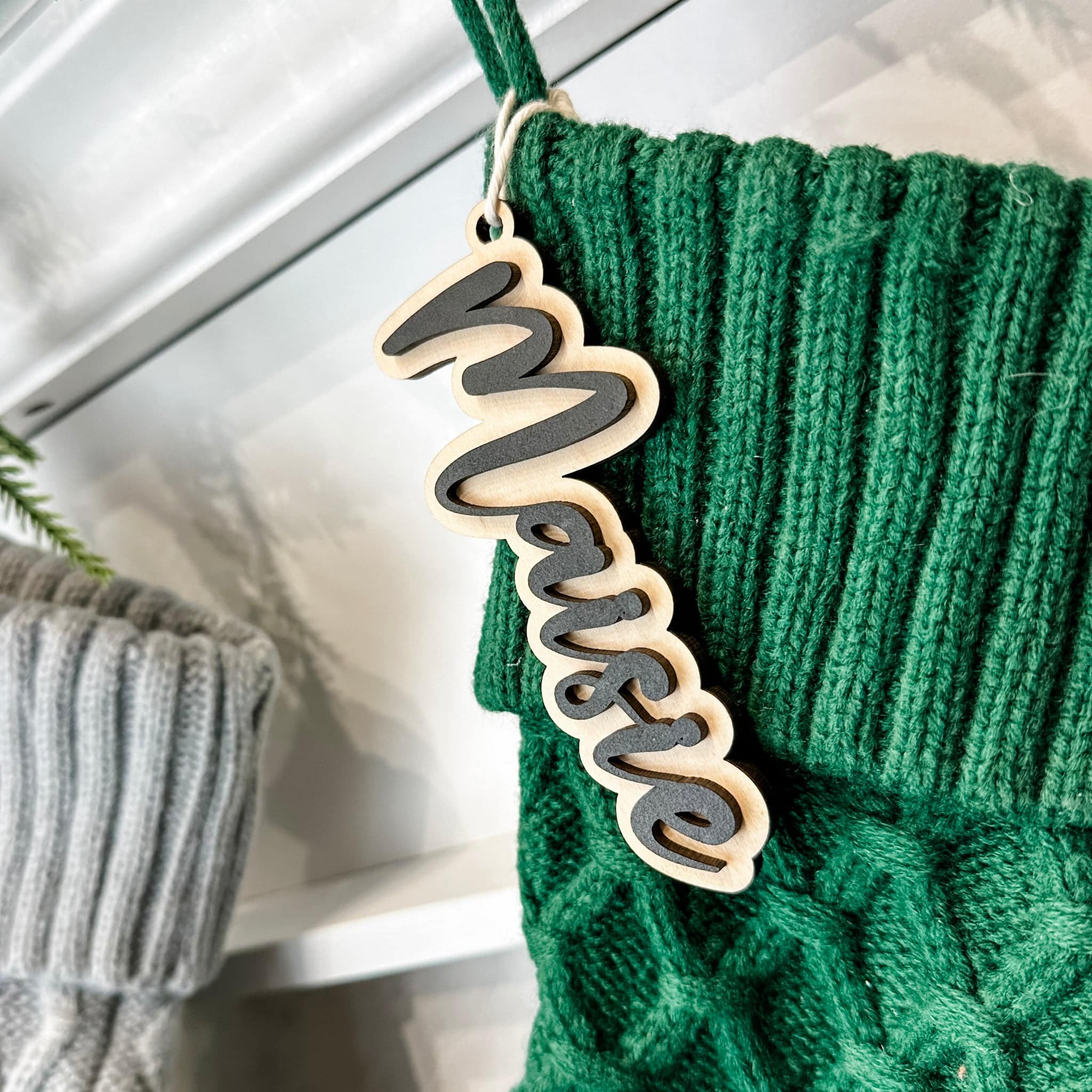 Classic Christmas • 3D Wood & Acrylic Stocking Tags