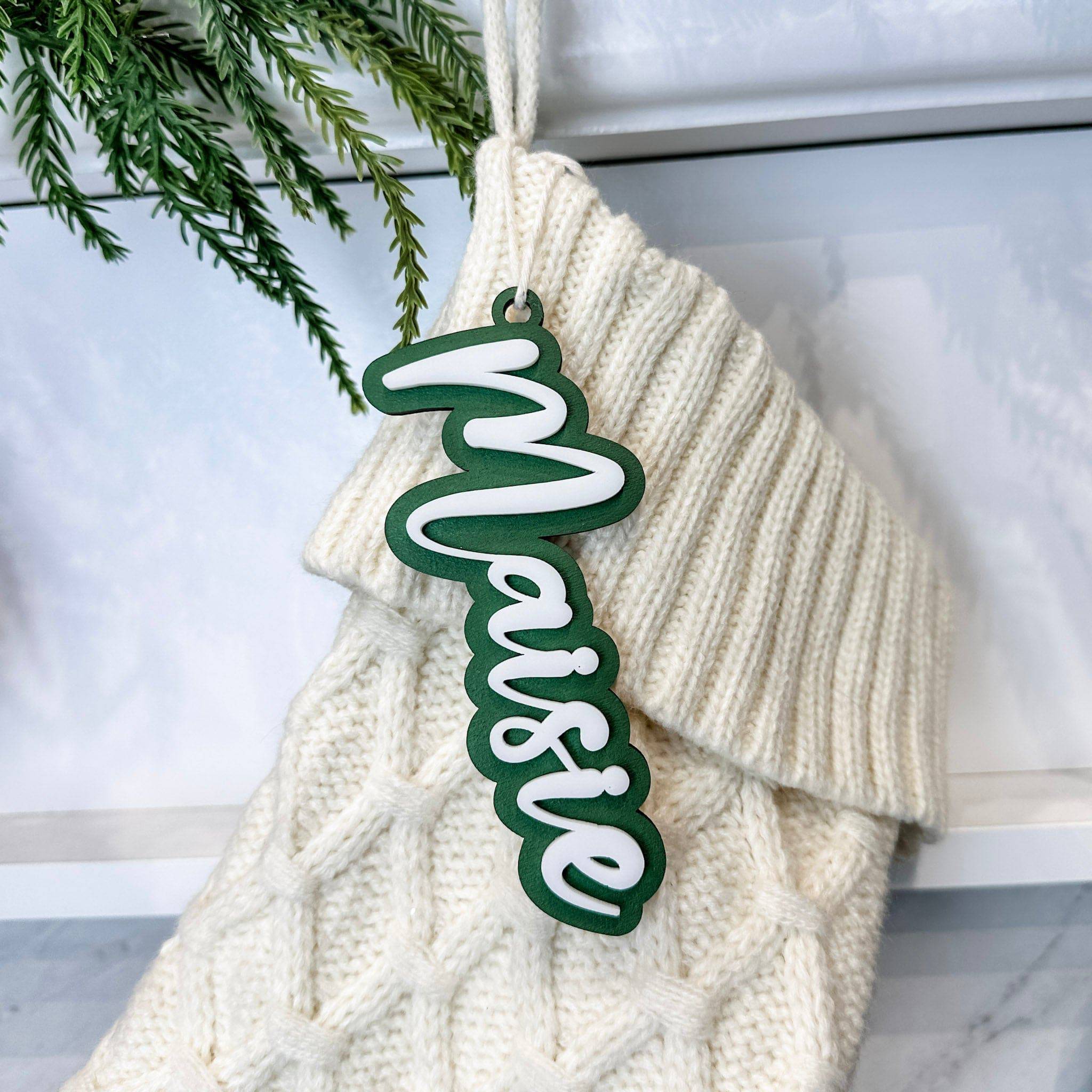 Classic Christmas • 3D Wood & Acrylic Stocking Tags