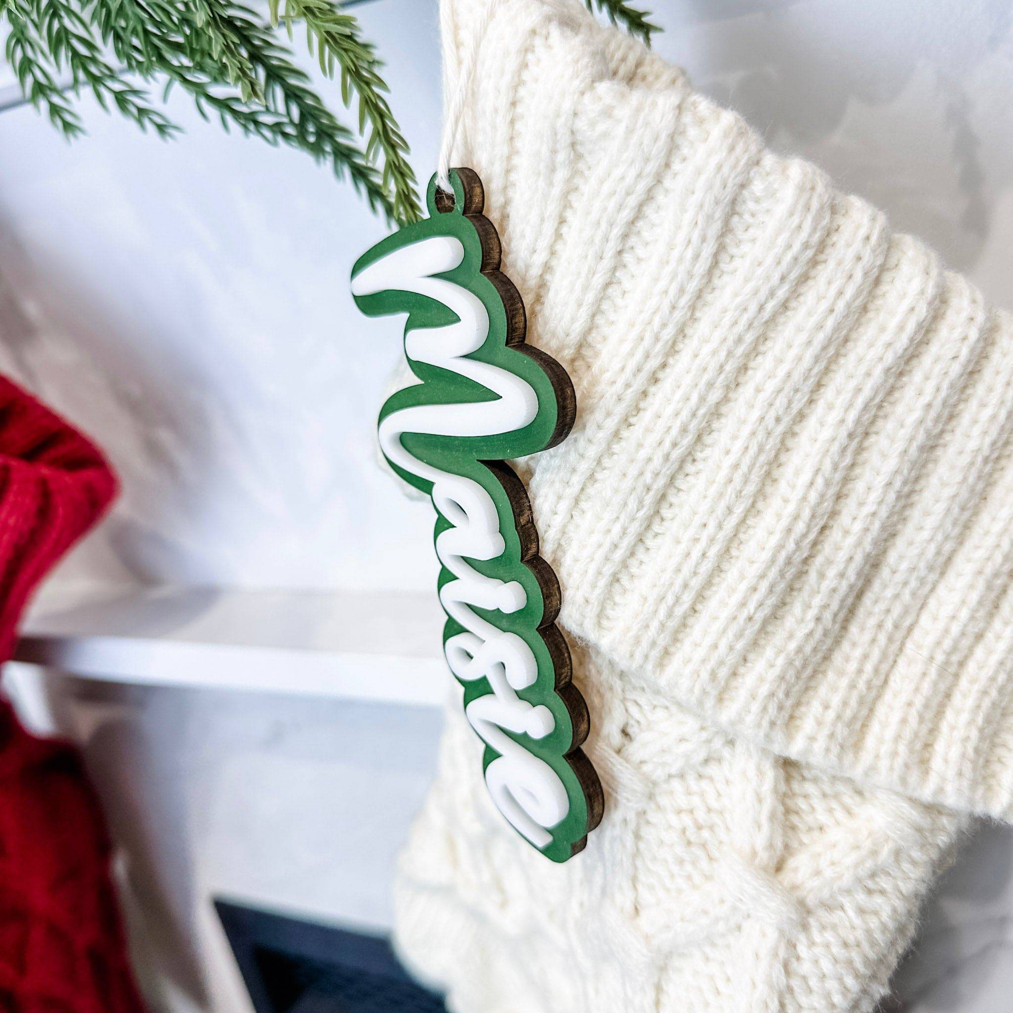 Classic Christmas • 3D Wood & Acrylic Stocking Tags