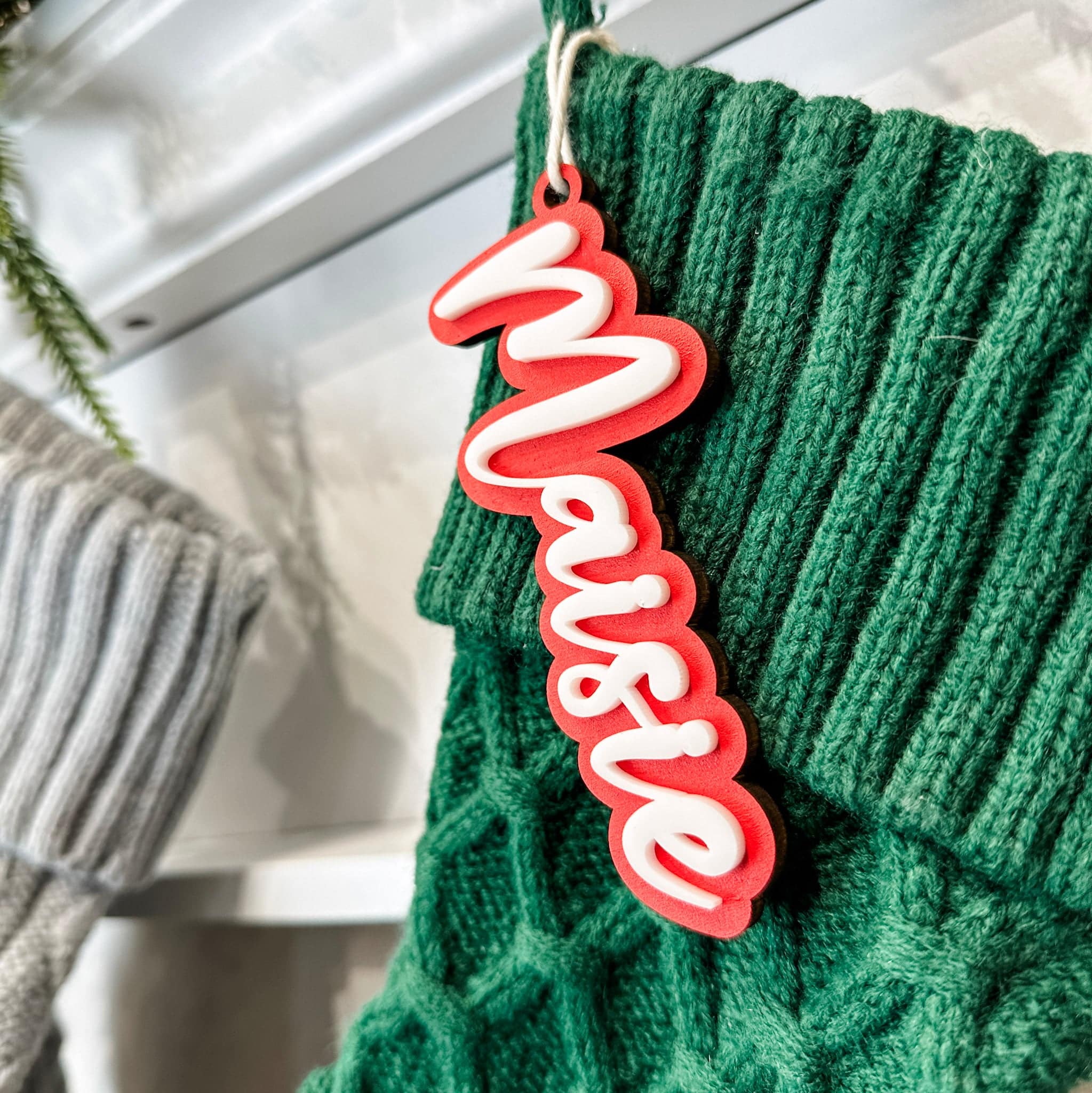 Classic Christmas • 3D Wood & Acrylic Stocking Tags
